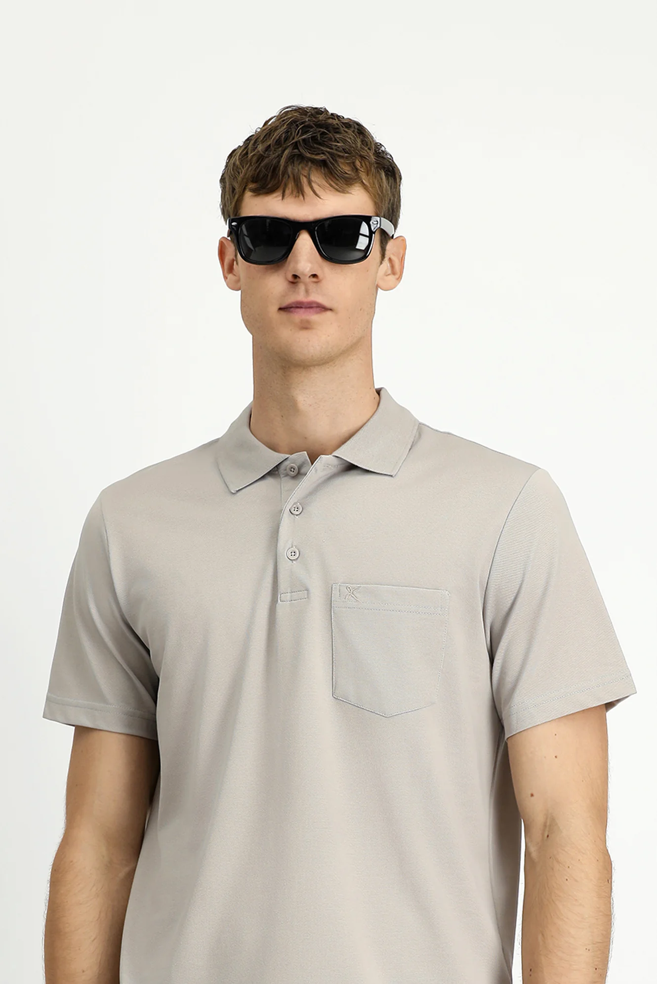 Orta Gri Regular Fit Pamuklu Nakışlı Cepli Polo Yaka Tişört - Image 4