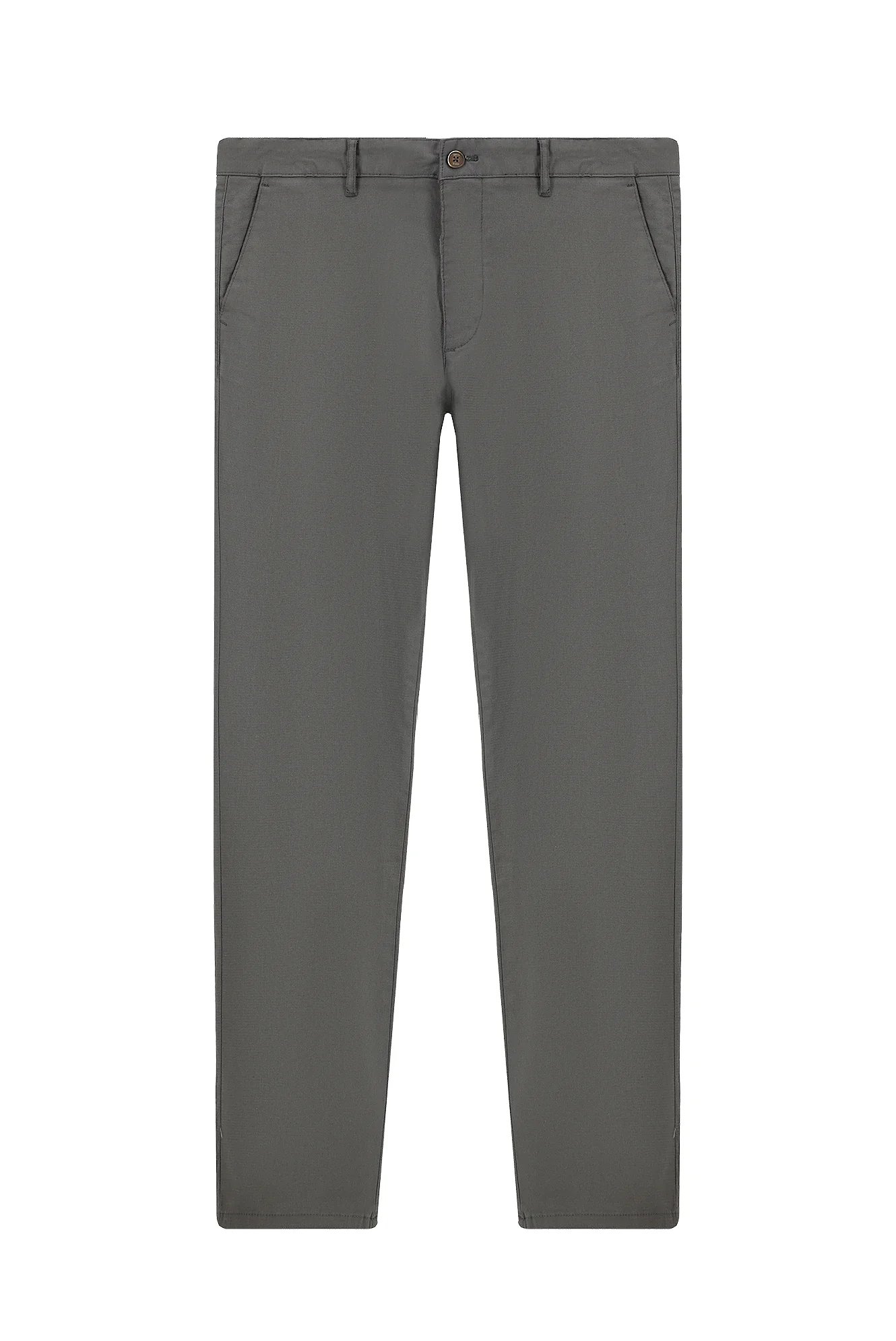 Orta Gri Relaxed Fit Rahat Kesim Desenli Likralı Kanvas / Chino Pantolon - Image 6