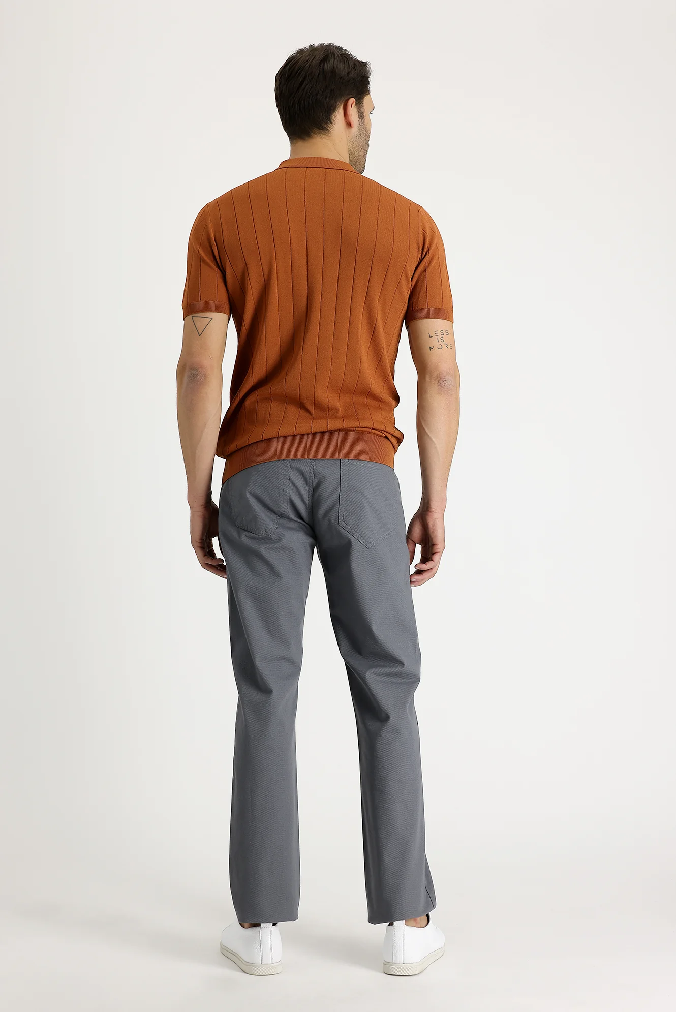 Orta Gri Relaxed Fit Rahat Kesim Desenli Likralı Kanvas / Chino Pantolon - Image 3