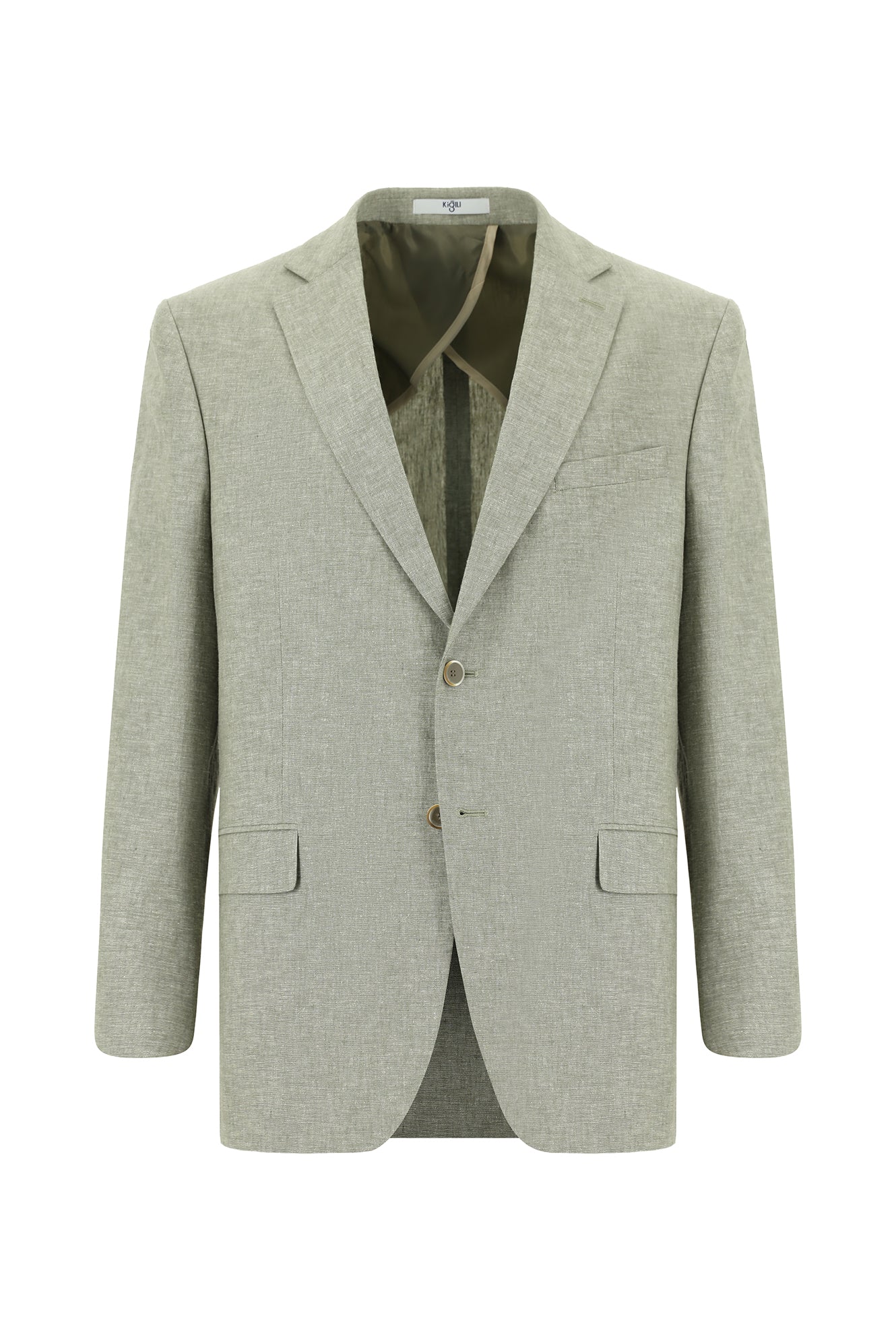 Orta Gri 4 Drop Relaxed Fit Rahat Kesim Keten Karışımlı Ceket