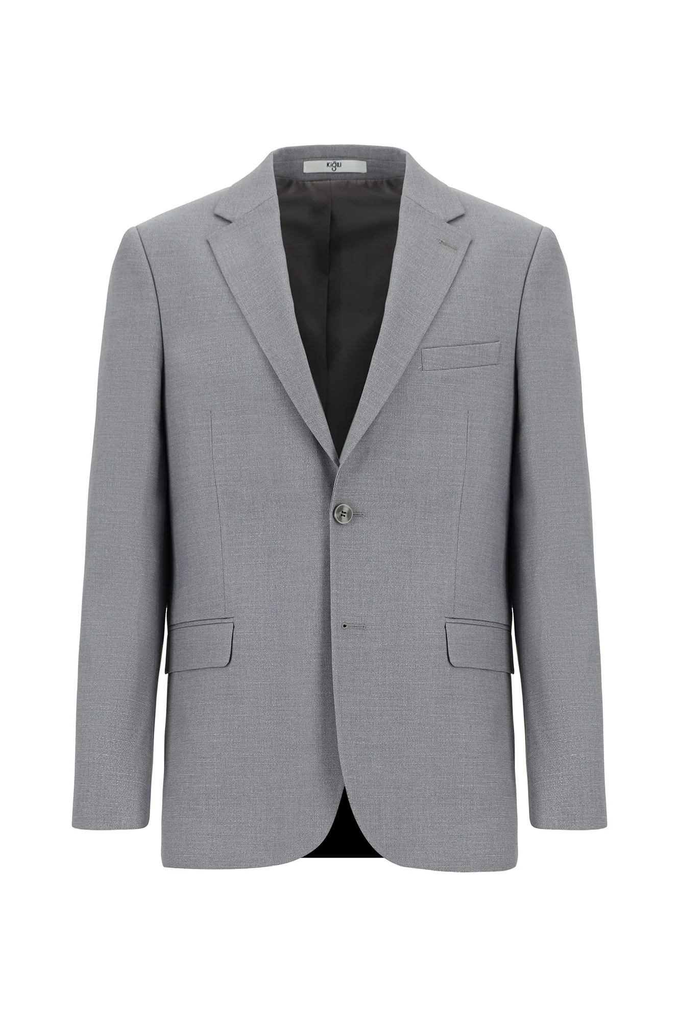 Orta Gri 4 Drop Relaxed Fit Rahat Kesim Desenli Takım Elbise - Image 2