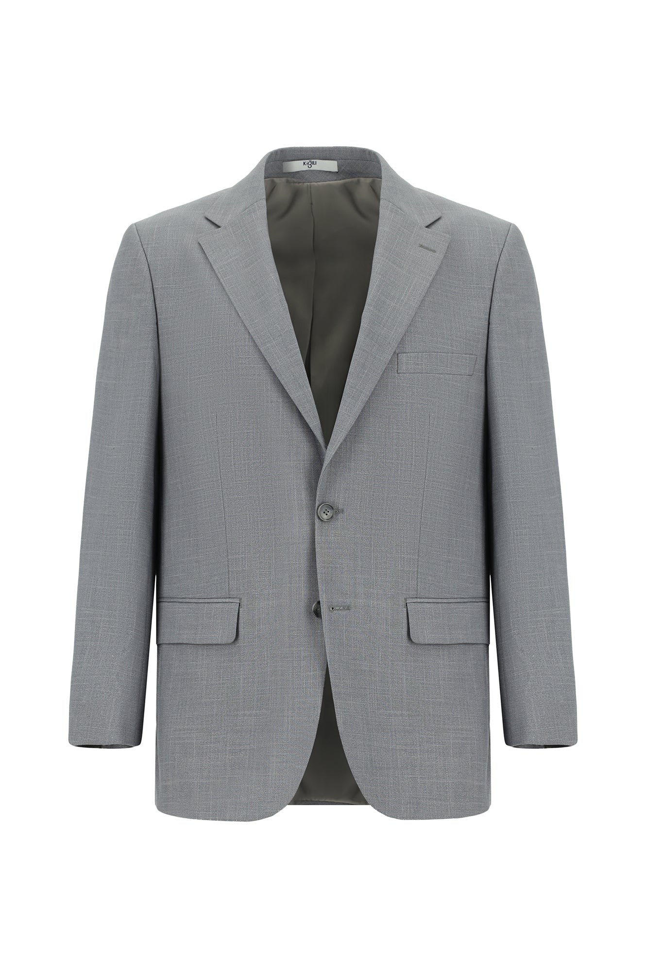 Orta Gri 4 Drop Relaxed Fit Rahat Kesim Desenli Takım Elbise - Image 2