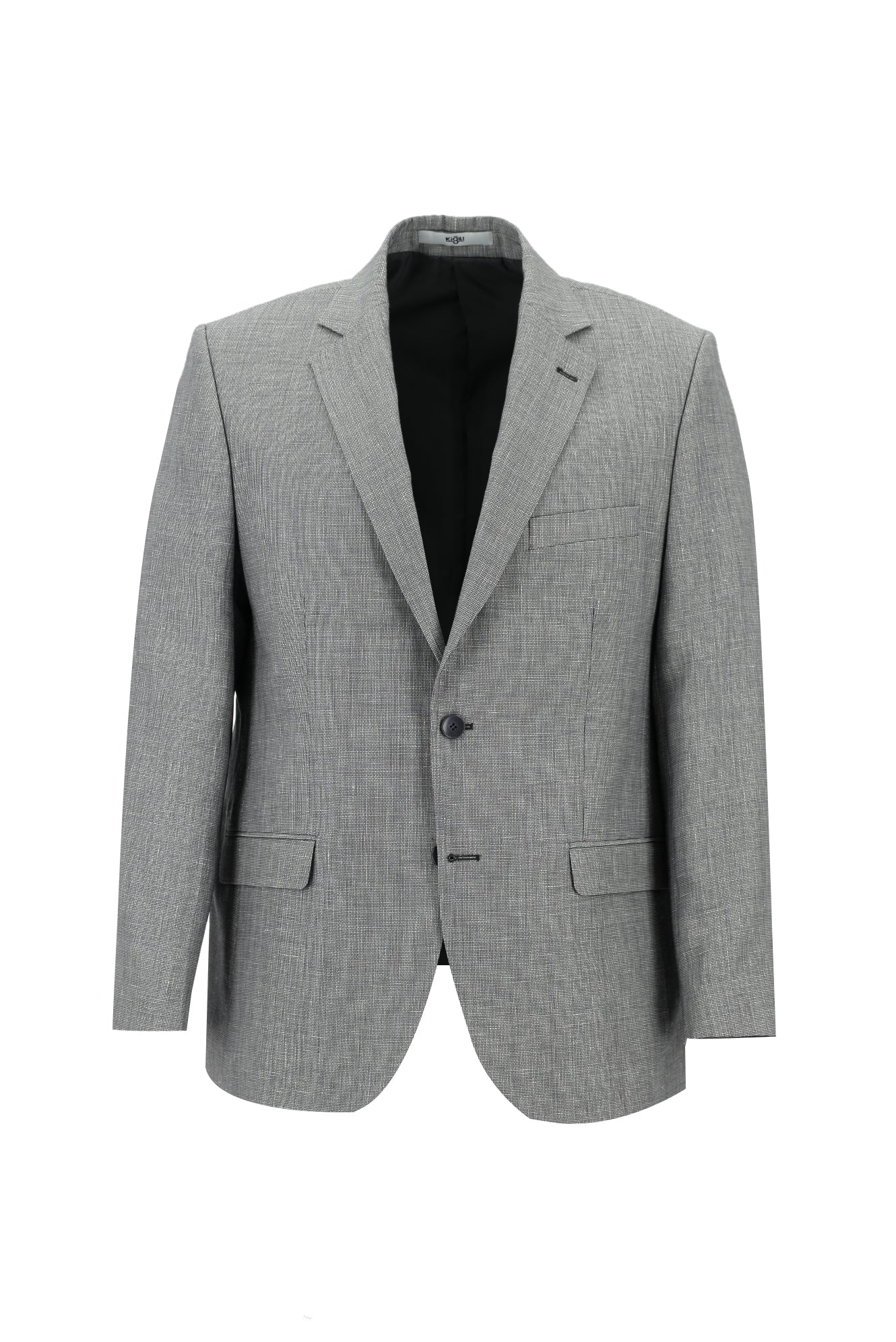 Orta Gri 4 Drop Relaxed Fit Rahat Kesim Klasik Desenli Keten Ceket