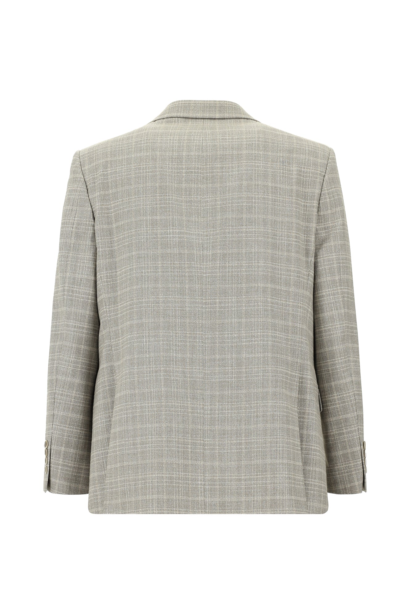 Orta Gri 4 Drop Relaxed Fit Rahat Kesim Klasik Ekose Ceket - Image 2