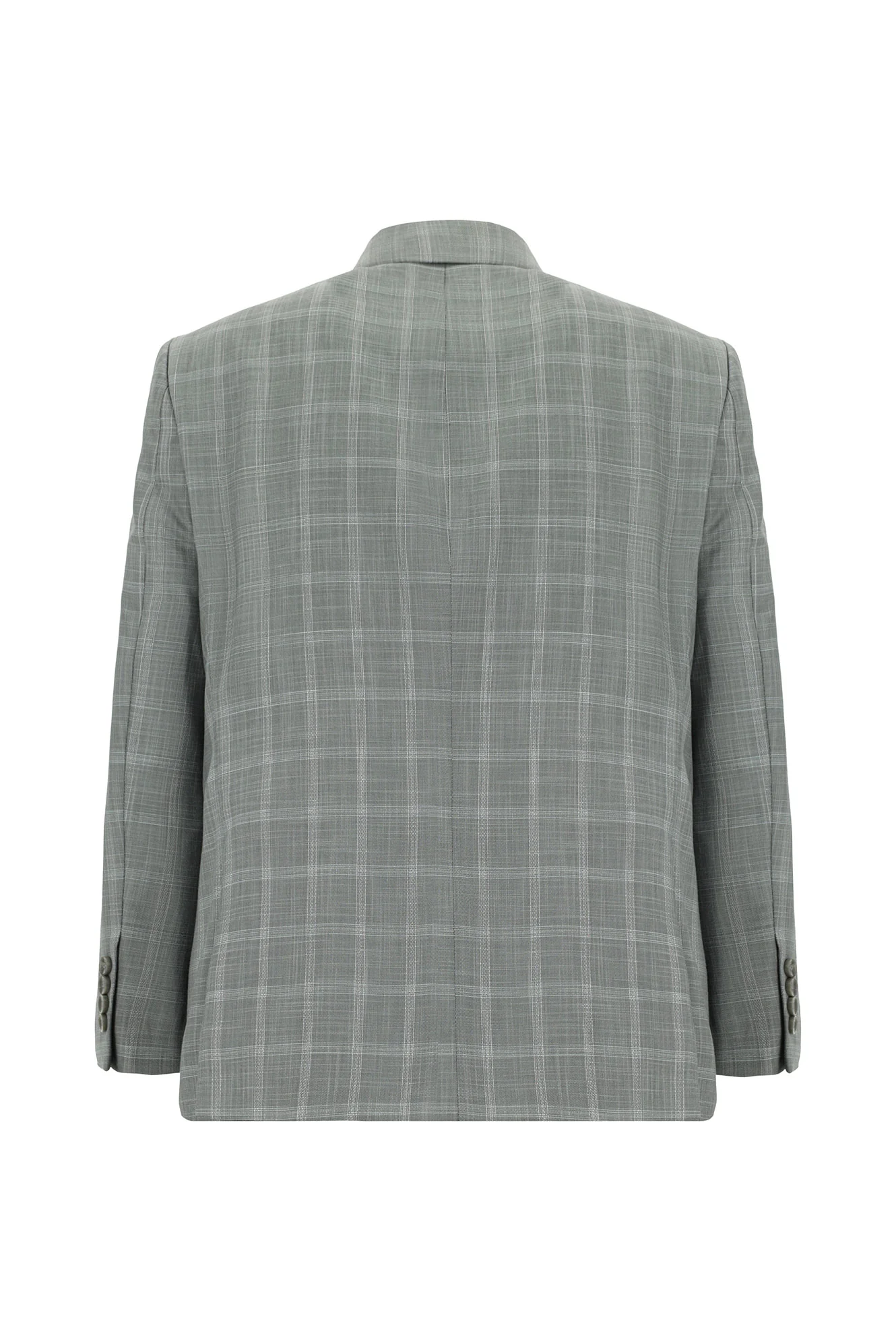 Orta Gri 4 Drop Relaxed Fit Rahat Kesim Ekose Takım Elbise - Image 3
