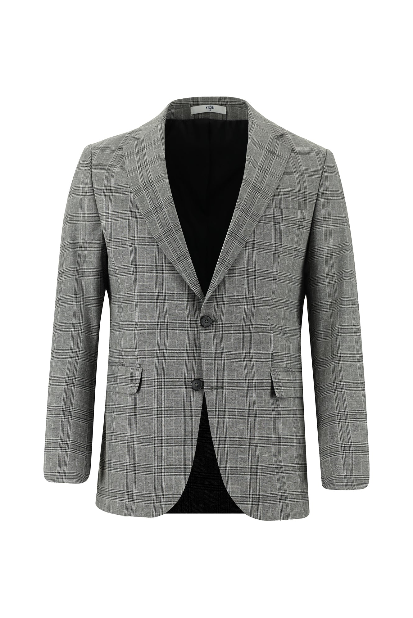 Orta Gri 4 Drop Relaxed Fit Rahat Kesim Ekose Takım Elbise - Image 2