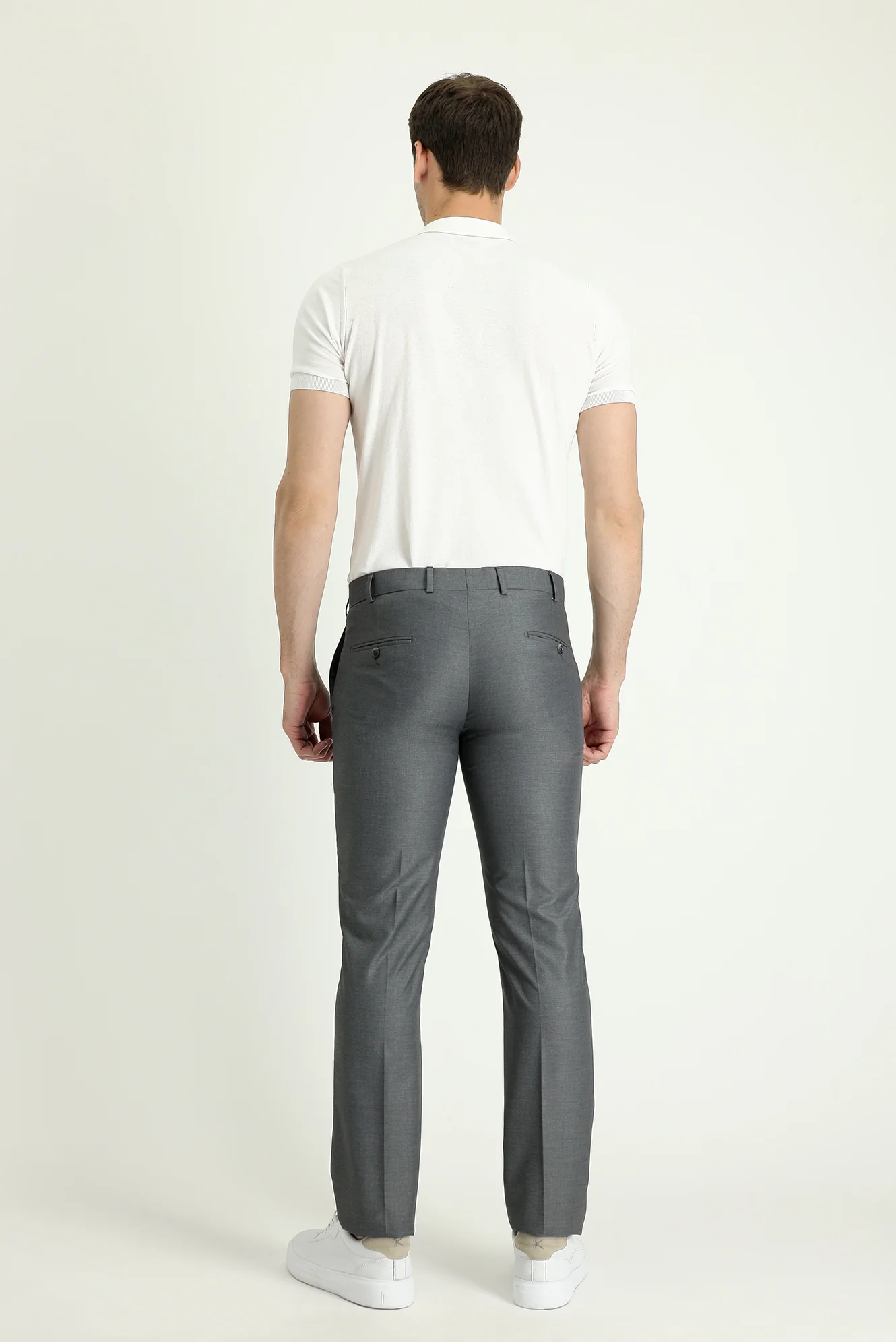 Orta Gri 4 Drop Relaxed Fit Rahat Kesim Klasik Kumaş Pantolon - Image 3