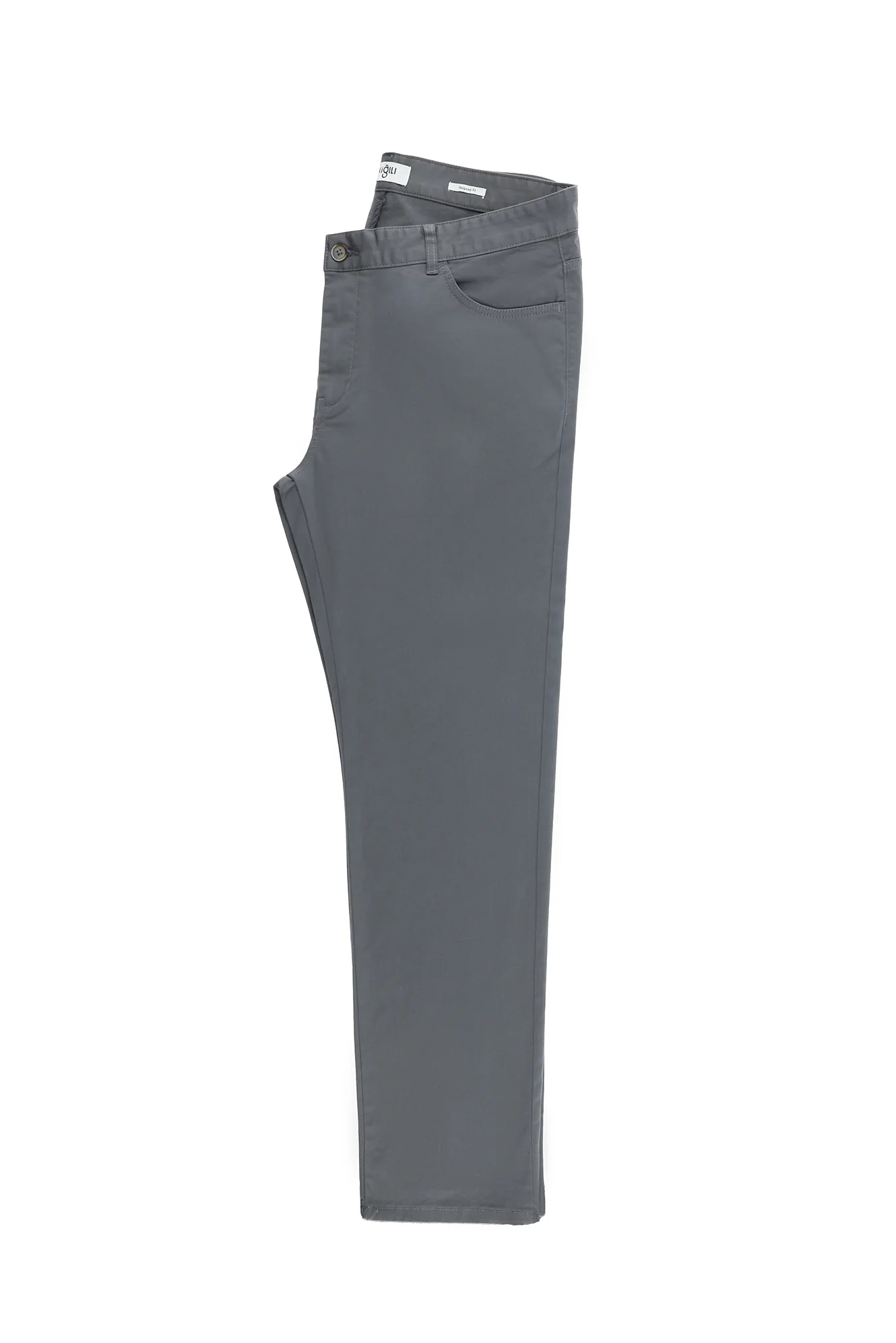 Orta Gri Relaxed Fit Rahat Kesim Likralı Kanvas / Chino Pantolon