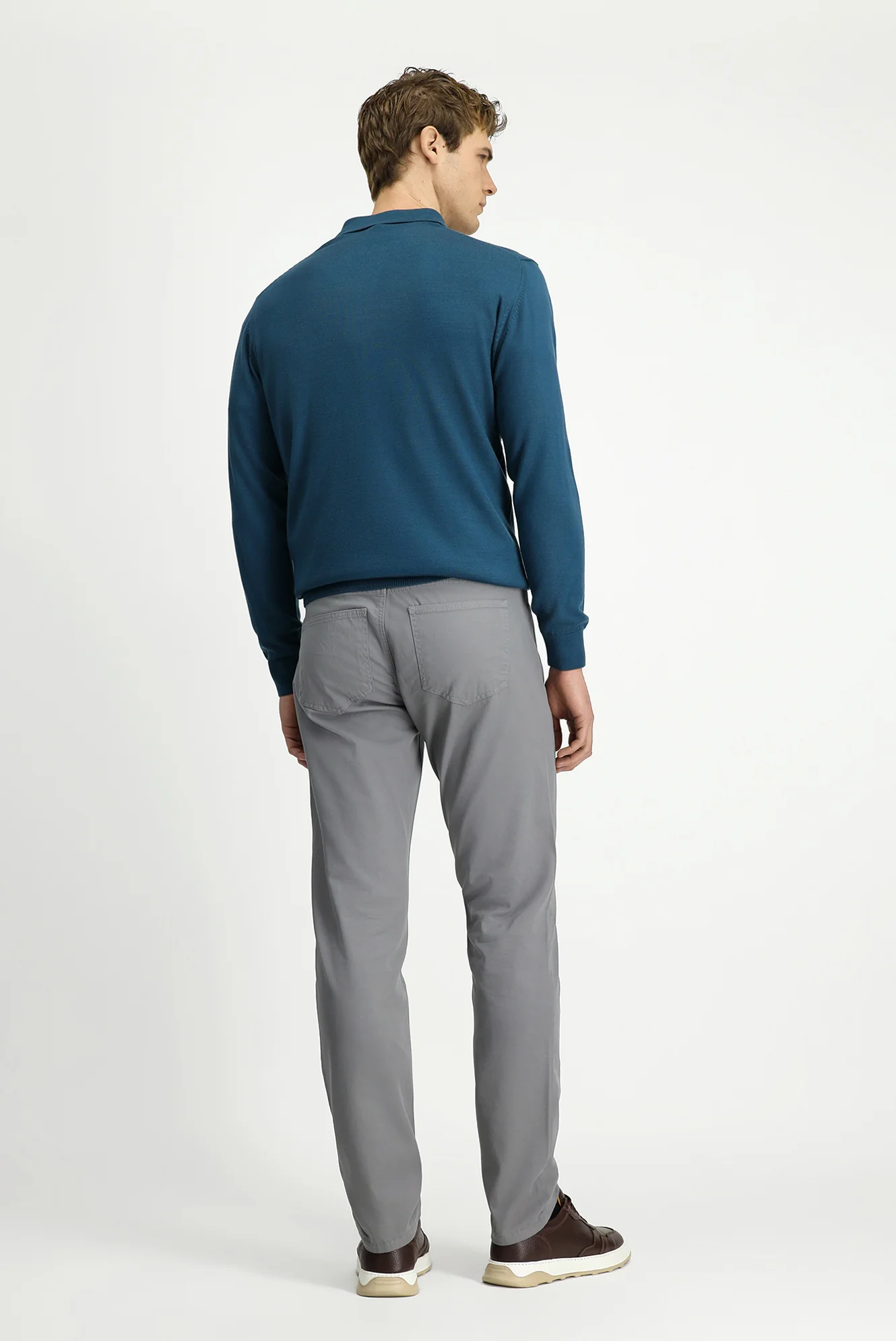 Orta Gri Slim Fit Dar Kesim Likralı Kanvas / Chino Pantolon - Image 4