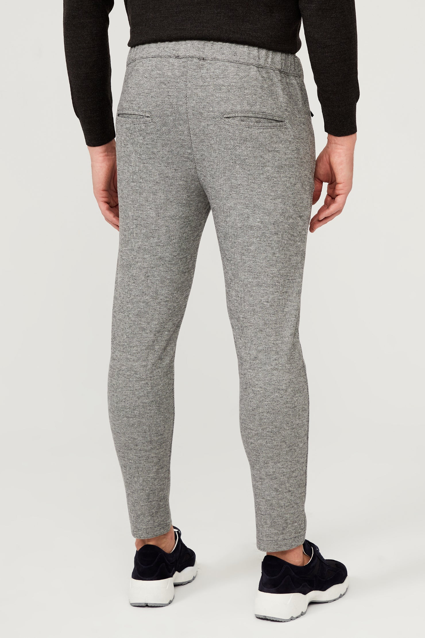 Orta Gri Slim Fit Dar Kesim Beli Lastikli İpli Jogger Pantolon - Image 3