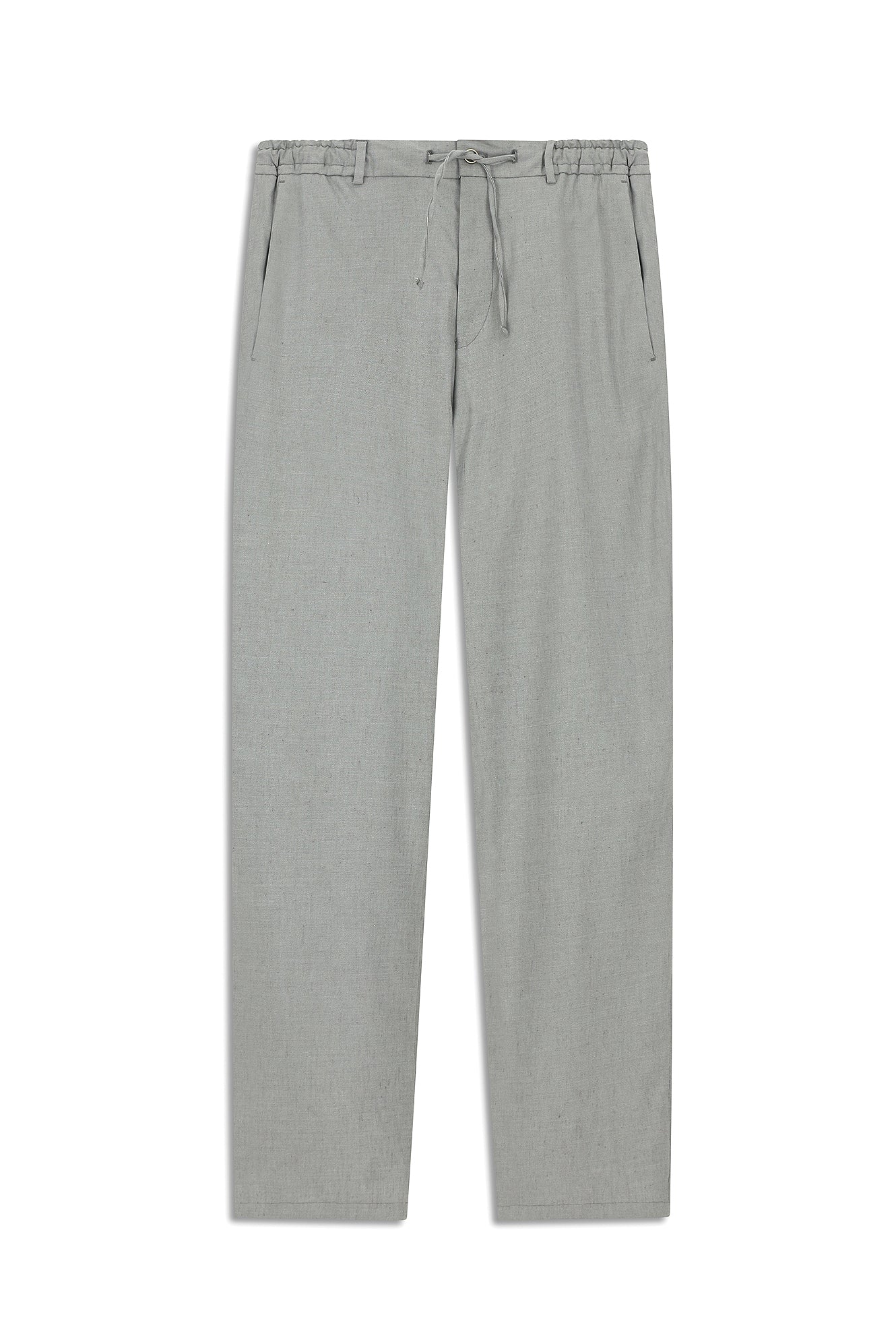 Orta Gri Slim Fit Dar Kesim Beli Lastikli İpli Keten Karışımlı Jogger Pantolon - Image 8
