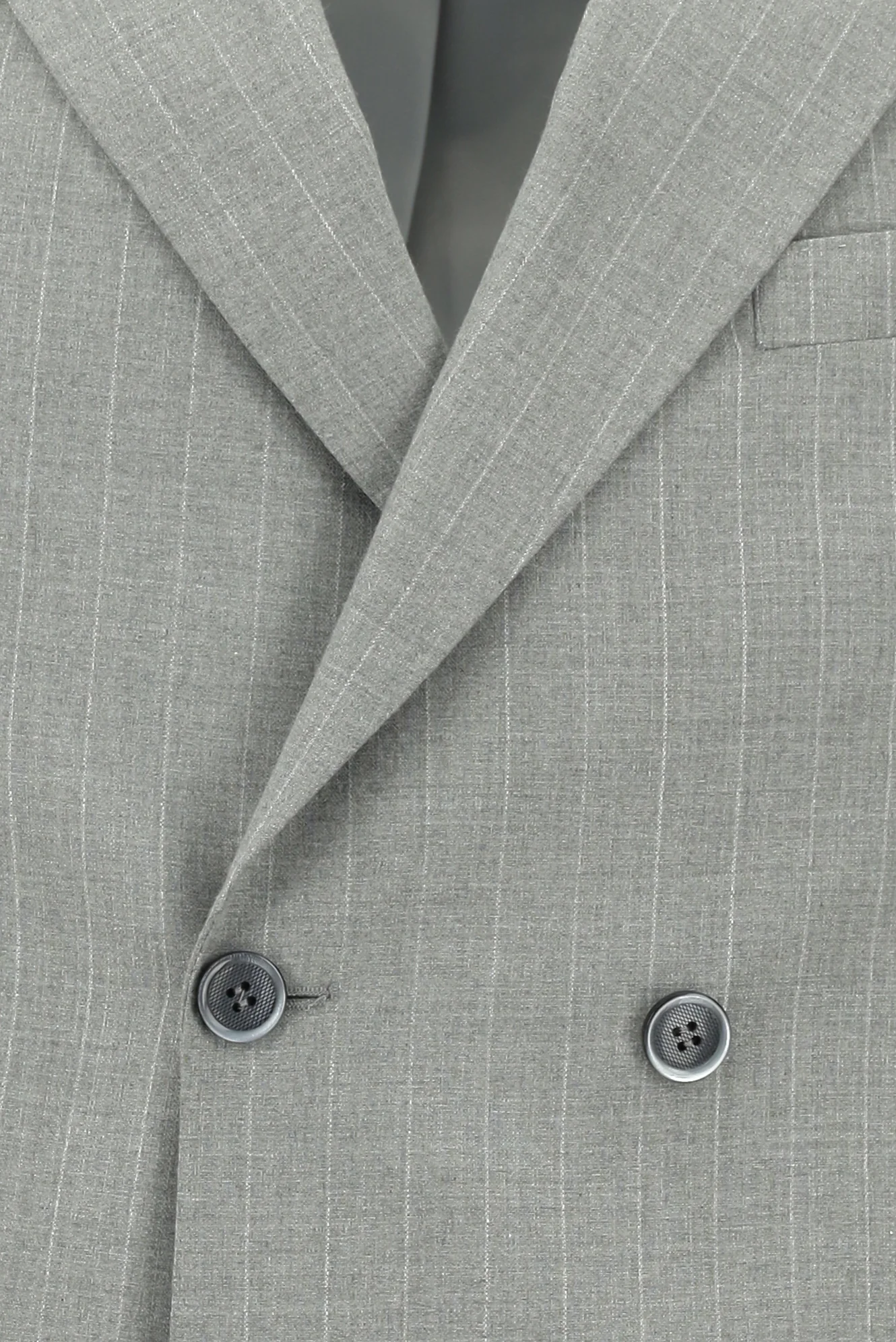 Orta Gri 7 Drop Slim Fit Dar Kesim Çizgili Kruvaze Takım Elbise - Image 4