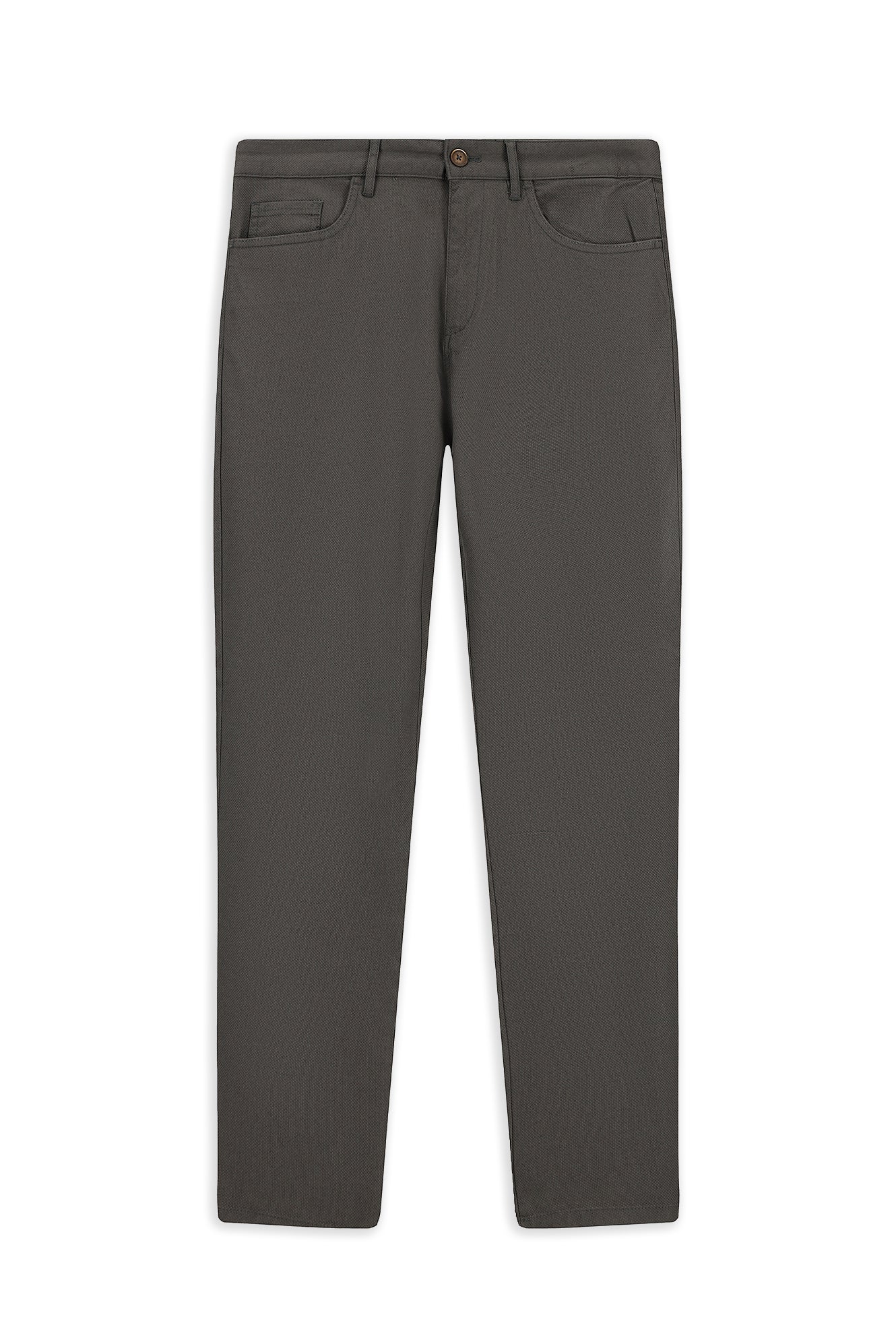 Orta Gri Slim Fit Dar Kesim Desenli Likralı Kanvas / Chino Pantolon - Image 9