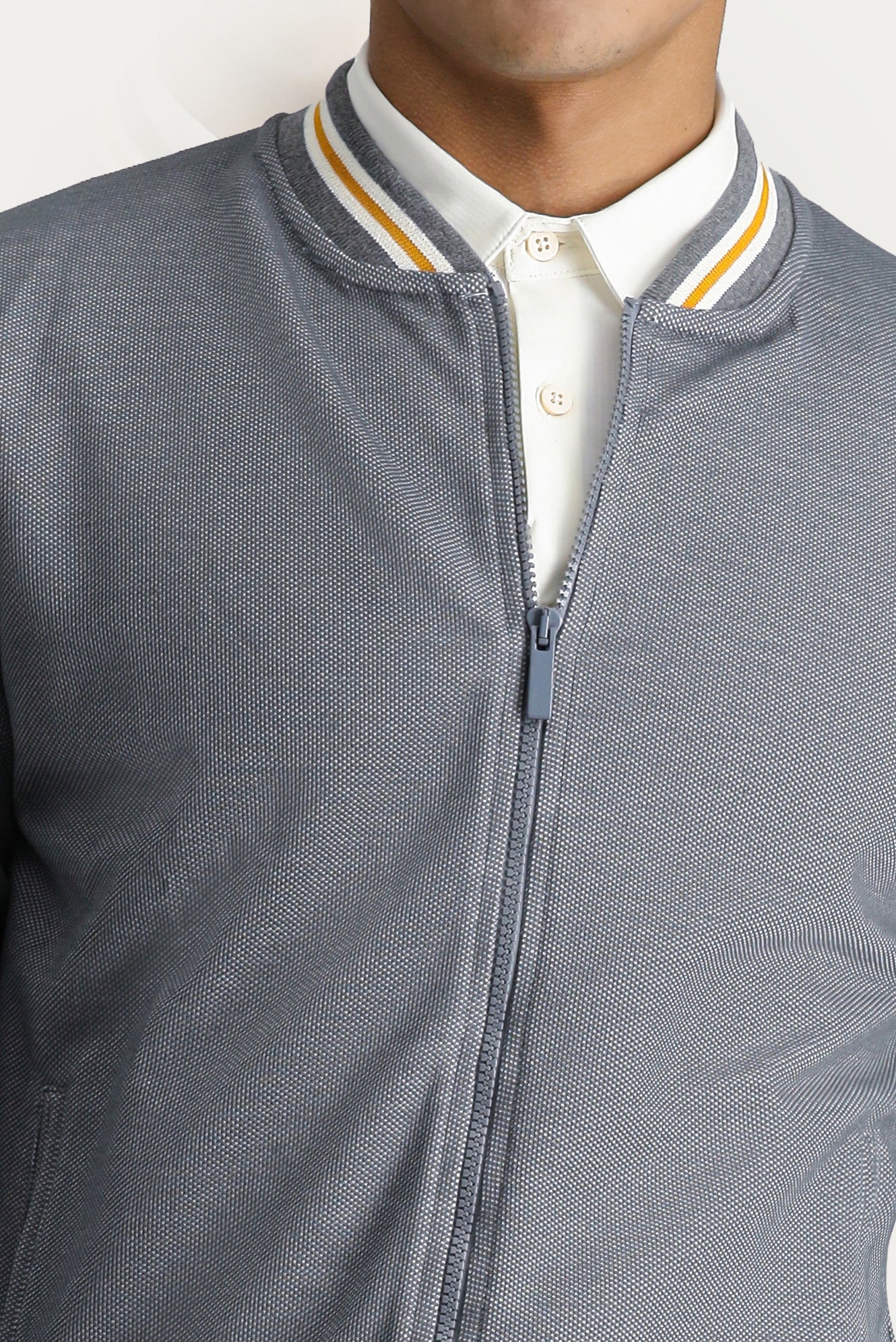 Orta Gri Slim Fit Dar Kesim Fermuarlı Sweatshirt - Image 4