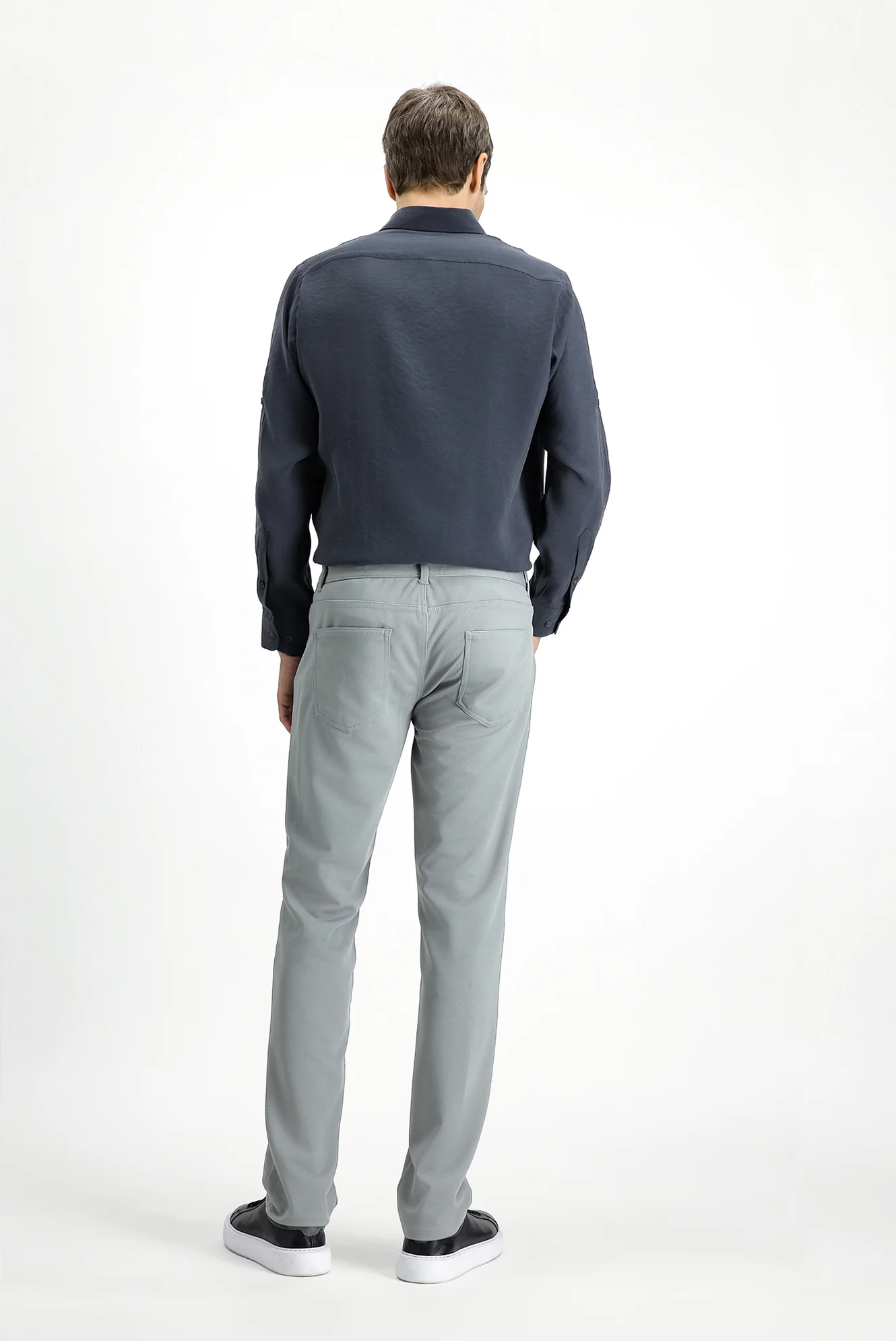 Orta Gri Slim Fit Dar Kesim Kanvas / Chino Pantolon - Image 4