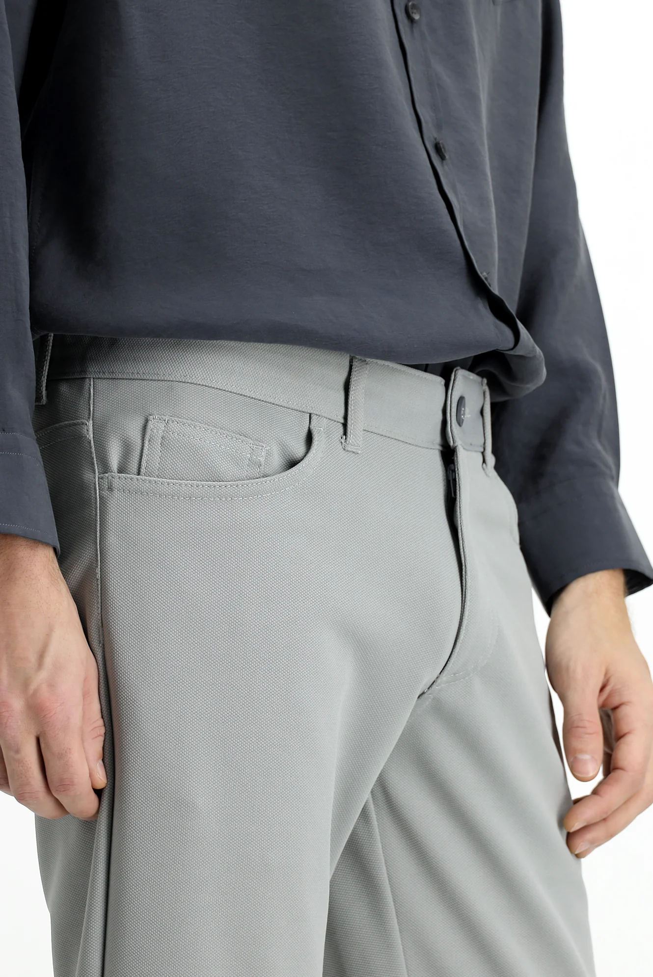 Orta Gri Slim Fit Dar Kesim Kanvas / Chino Pantolon - Image 5