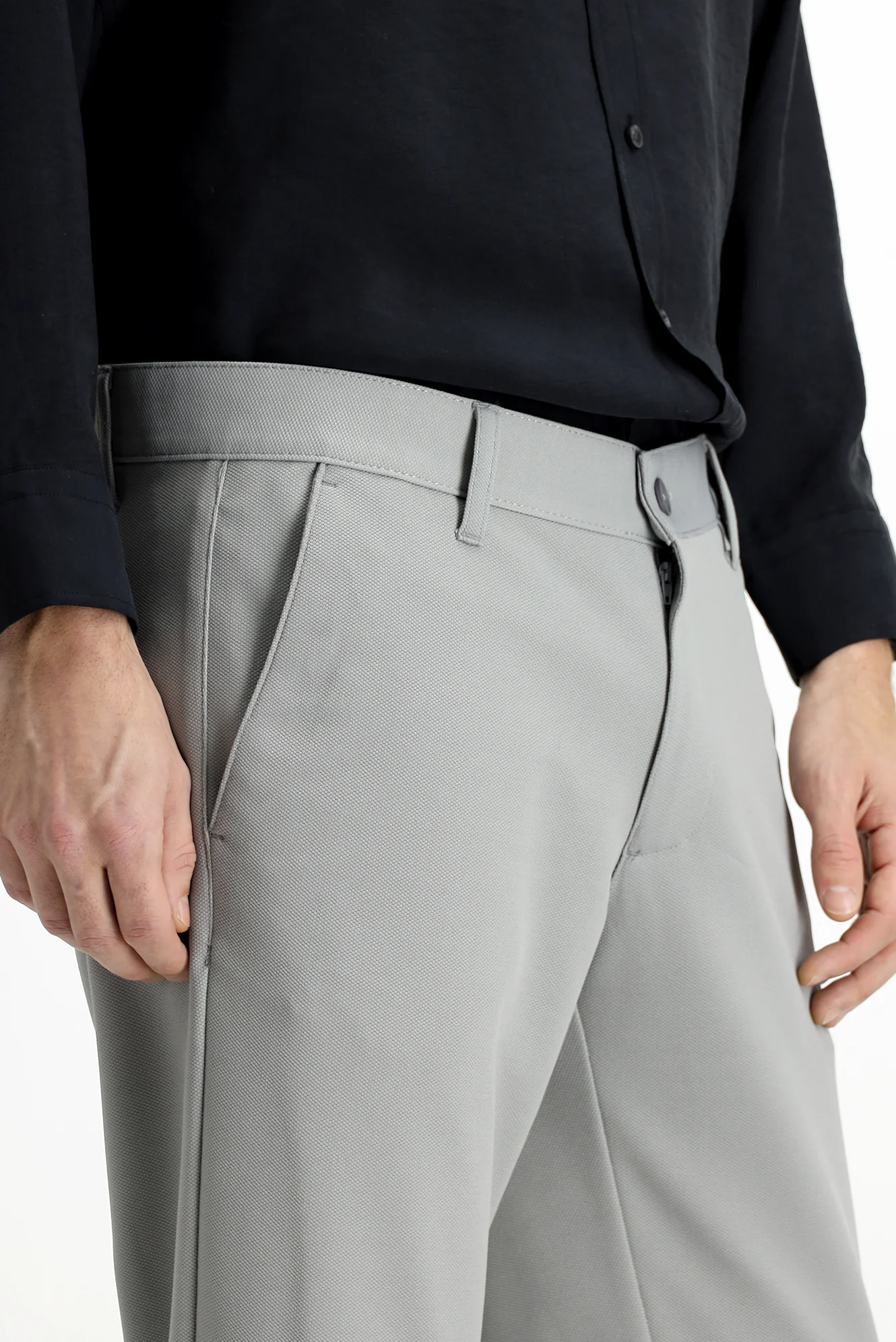 Orta Gri Slim Fit Dar Kesim 4 Mevsim Esnek Chino Spor Pantolon - Image 5