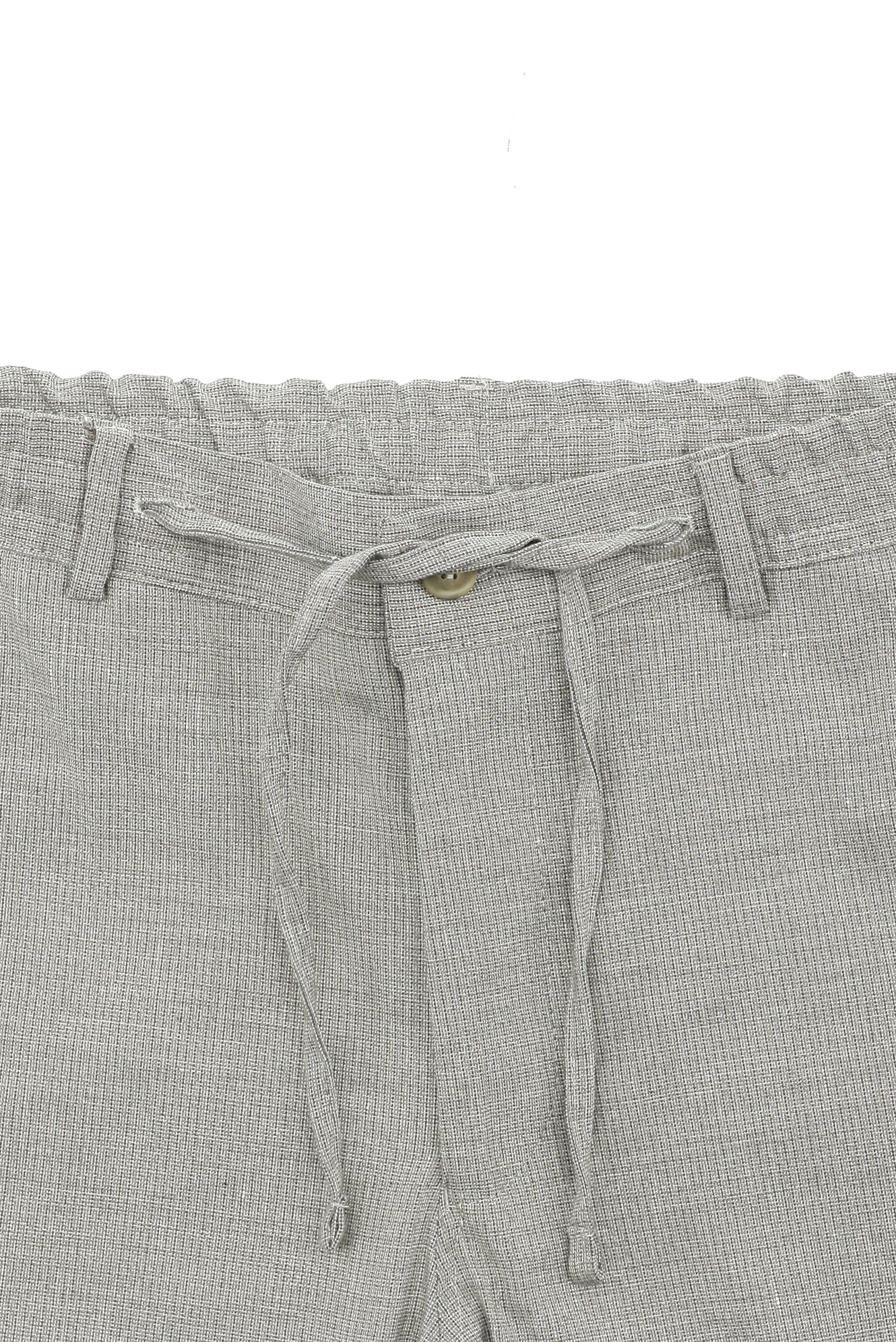 Orta Gri 7 Drop Slim Fit Dar Kesim Keten Karışımlı Beli Lastikli İpli Takım Elbise - Image 5