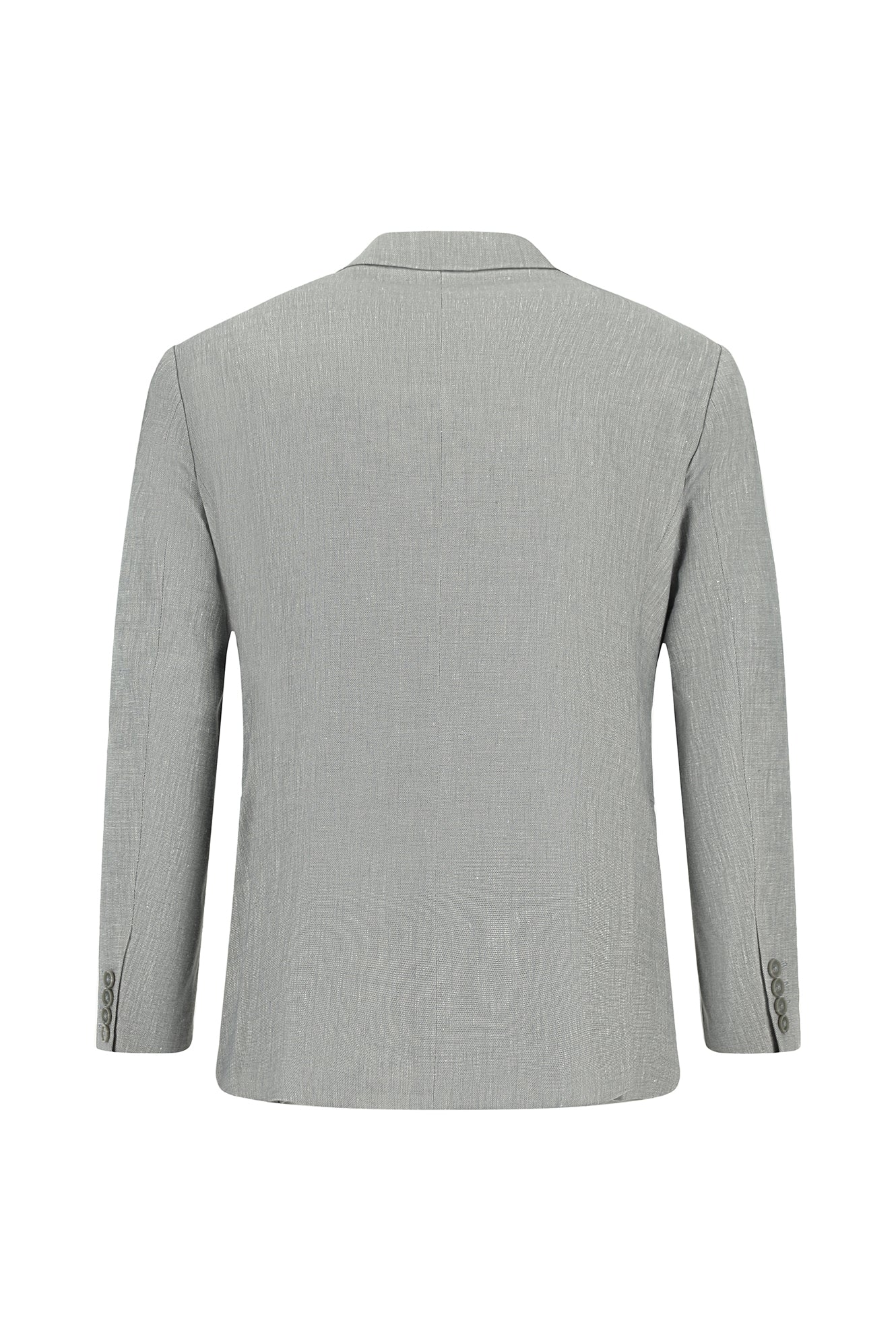 Orta Gri 7 Drop Slim Fit Dar Kesim Keten Karışımlı Sivri Yaka Kruvaze Takım Elbise - Image 3