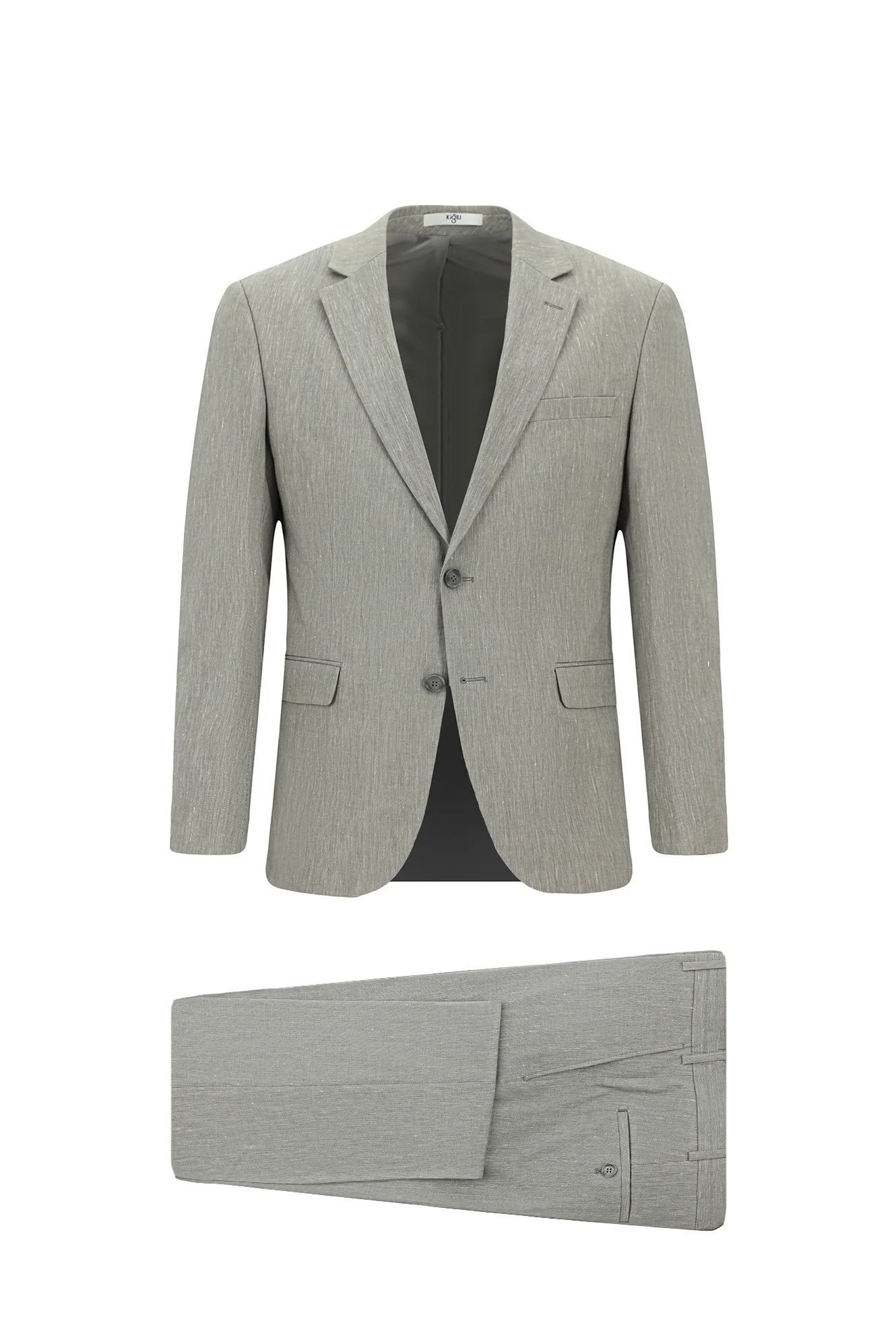 Orta Gri 7 Drop Slim Fit Dar Kesim Keten Karışımlı Takım Elbise