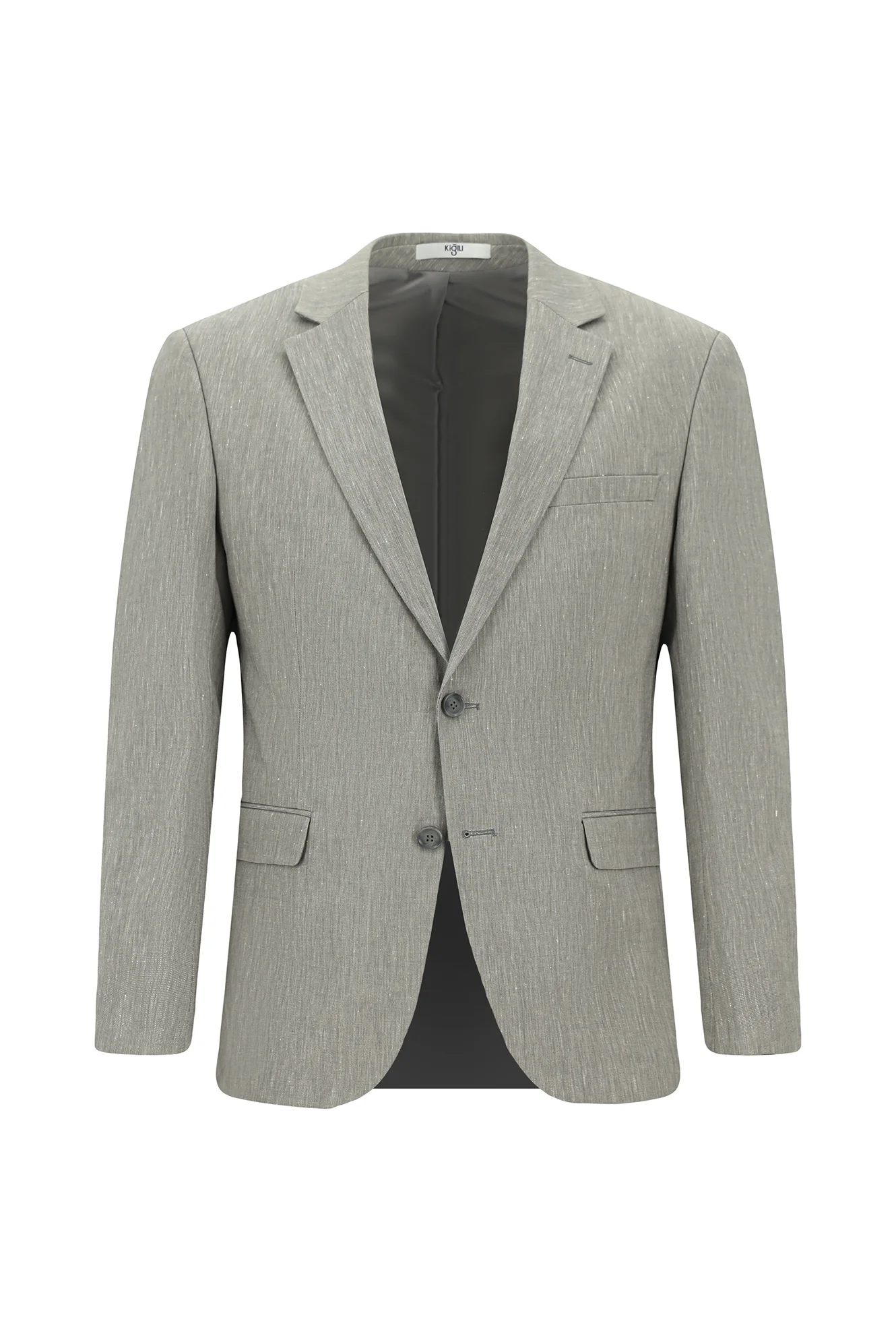 Orta Gri 7 Drop Slim Fit Dar Kesim Keten Karışımlı Takım Elbise - Image 2