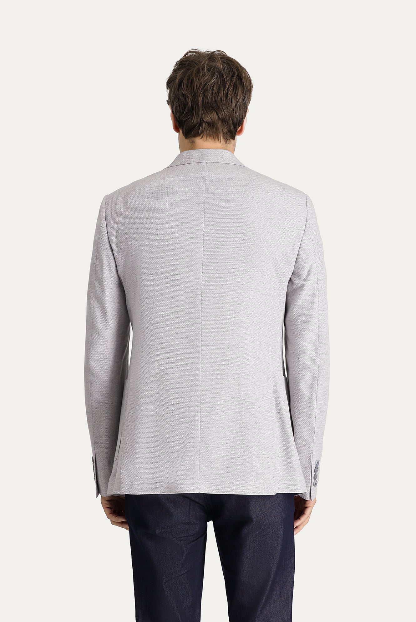 Orta Gri 4 Drop Relaxed Fit Rahat Kesim Klasik Desenli Ceket - Image 3