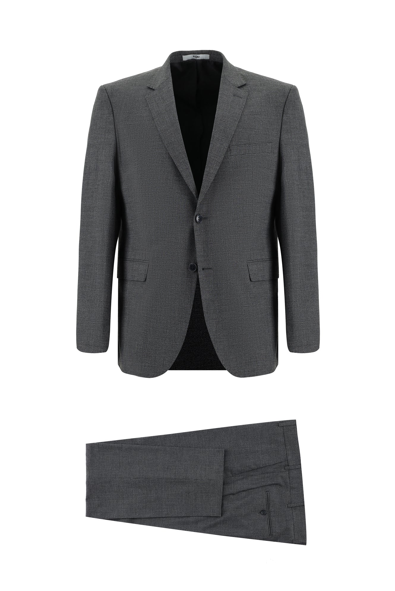 Orta Gri 7 Drop Slim Fit Dar Kesim Desenli Takım Elbise