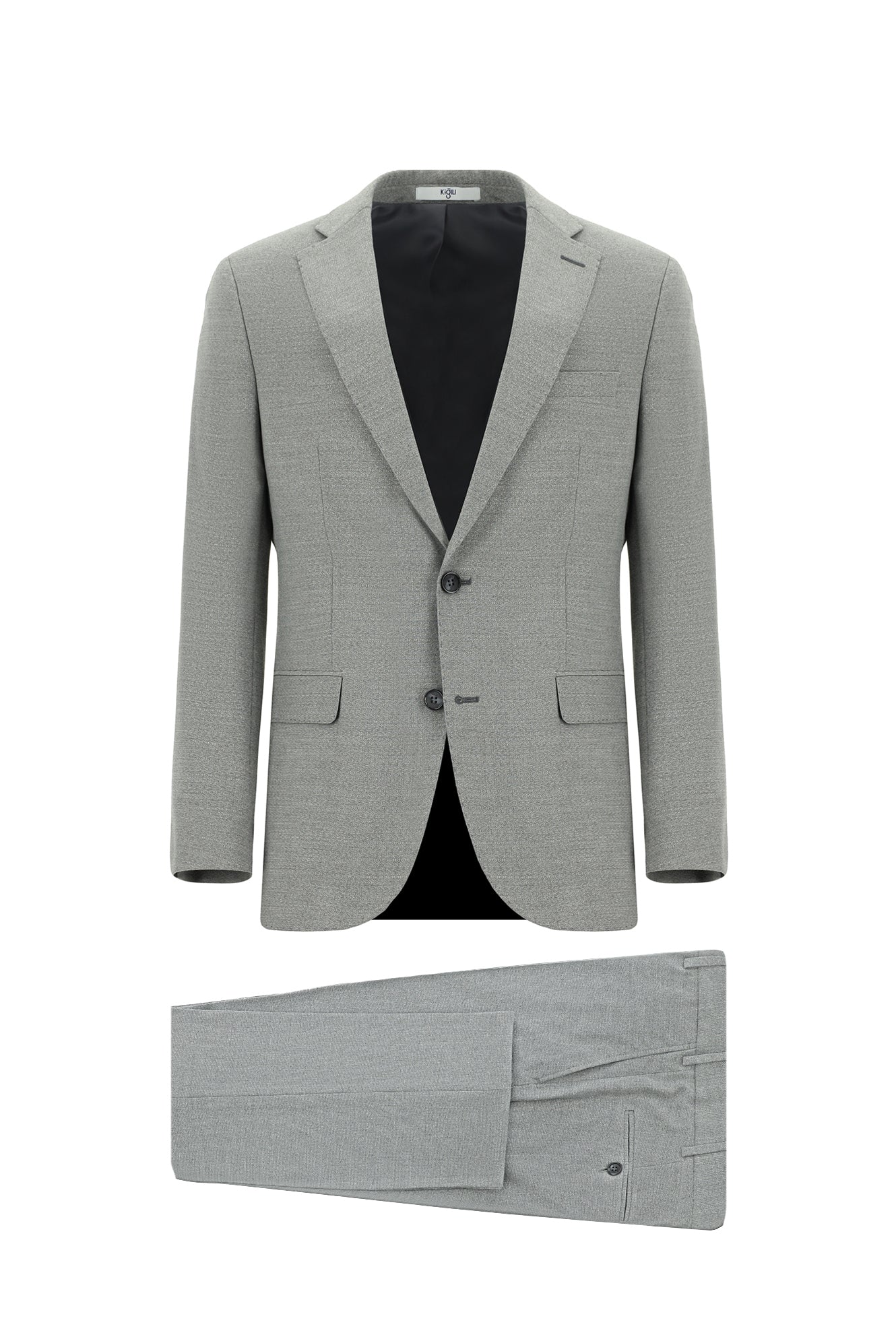 Orta Gri 7 Drop Slim Fit Dar Kesim Desenli Takım Elbise