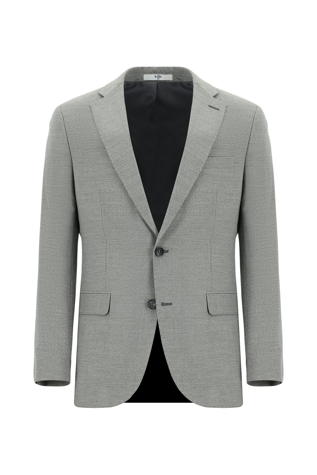 Orta Gri 7 Drop Slim Fit Dar Kesim Desenli Takım Elbise - Image 2