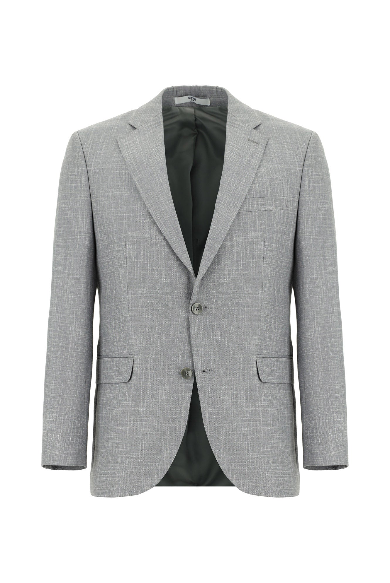 Orta Gri 7 Drop Slim Fit Dar Kesim Desenli Takım Elbise - Image 2