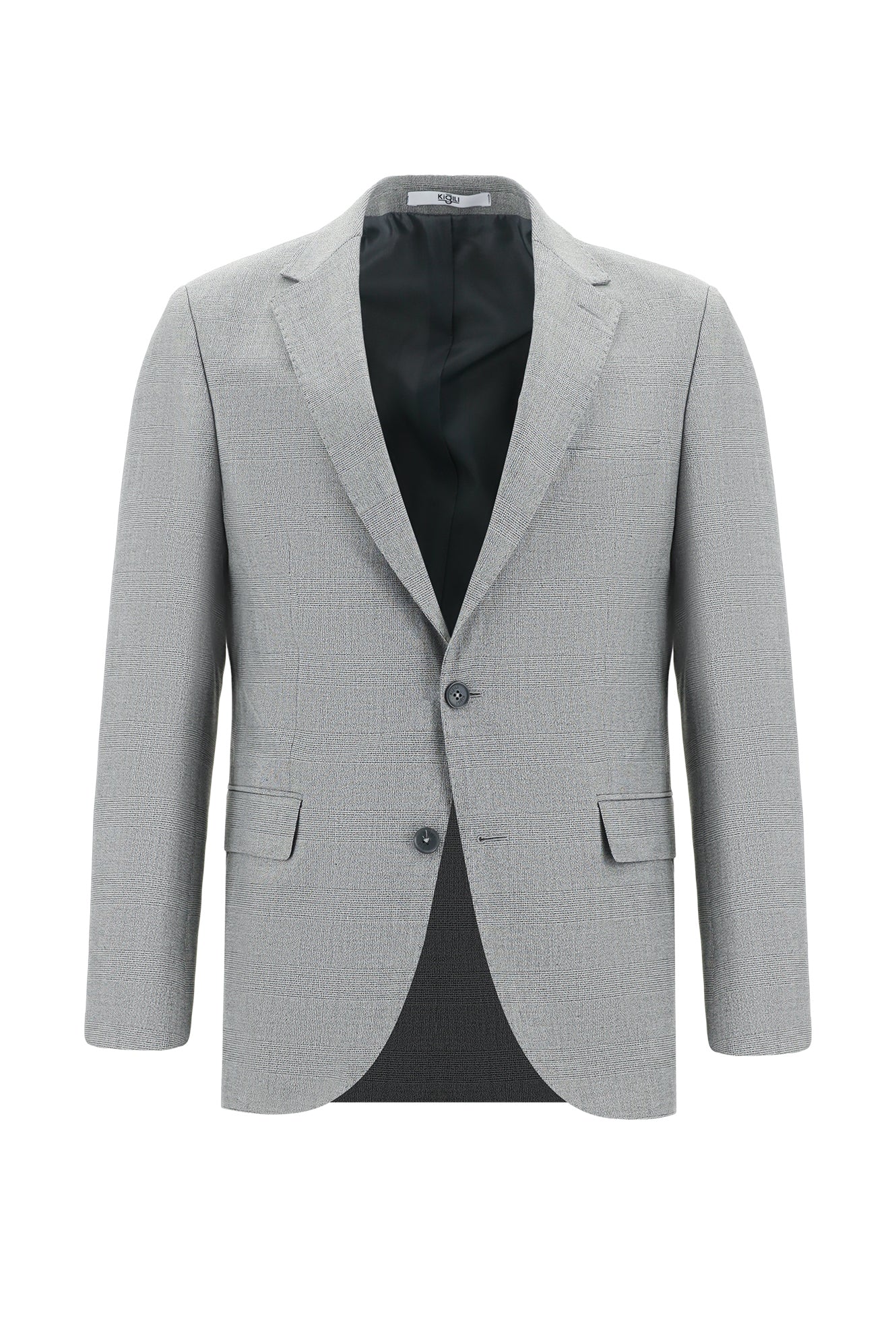 Orta Gri 7 Drop Slim Fit Dar Kesim Ekose Takım Elbise - Image 2