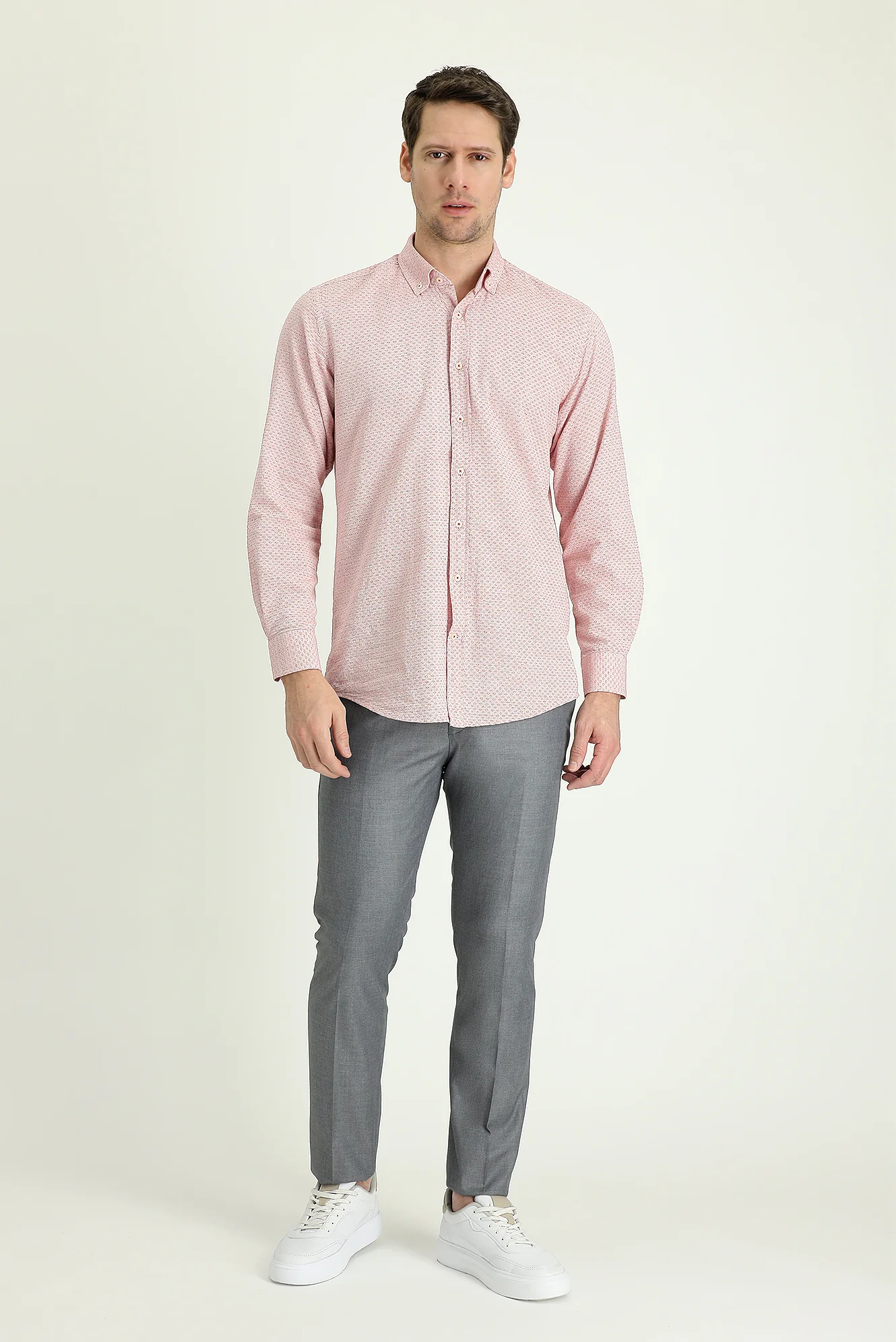 Orta Gri 7 Drop Slim Fit Dar Kesim Klasik Kumaş Pantolon