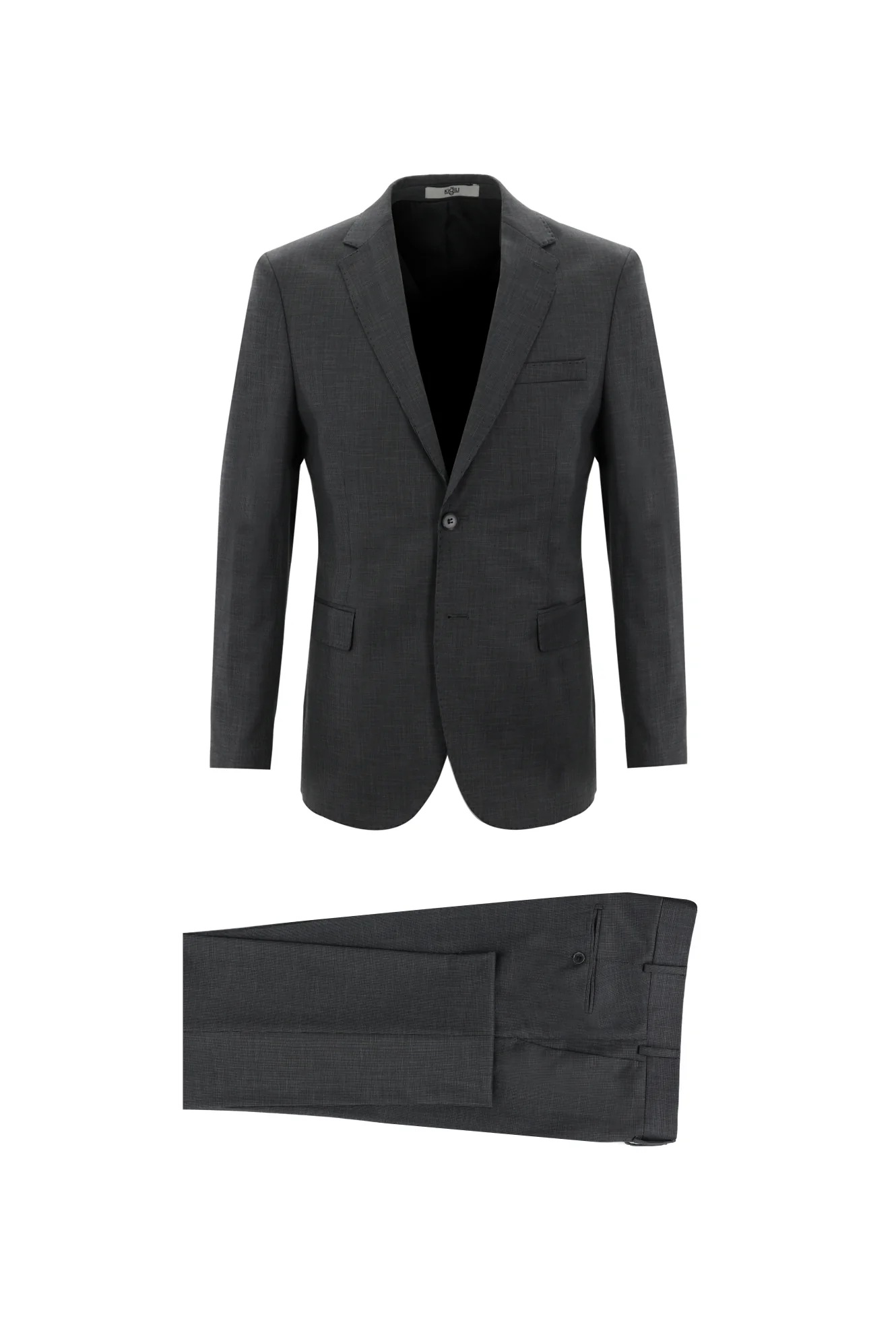 Orta Gri 7 Drop Slim Fit Dar Kesim Kuşgözü Takım Elbise