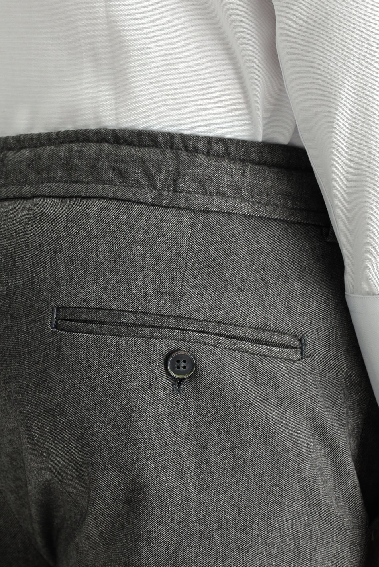 Orta Gri 7 Drop Slim Fit Dar Kesim Likralı Beli Lastikli İpli Klasik Kumaş Pantolon - Image 5