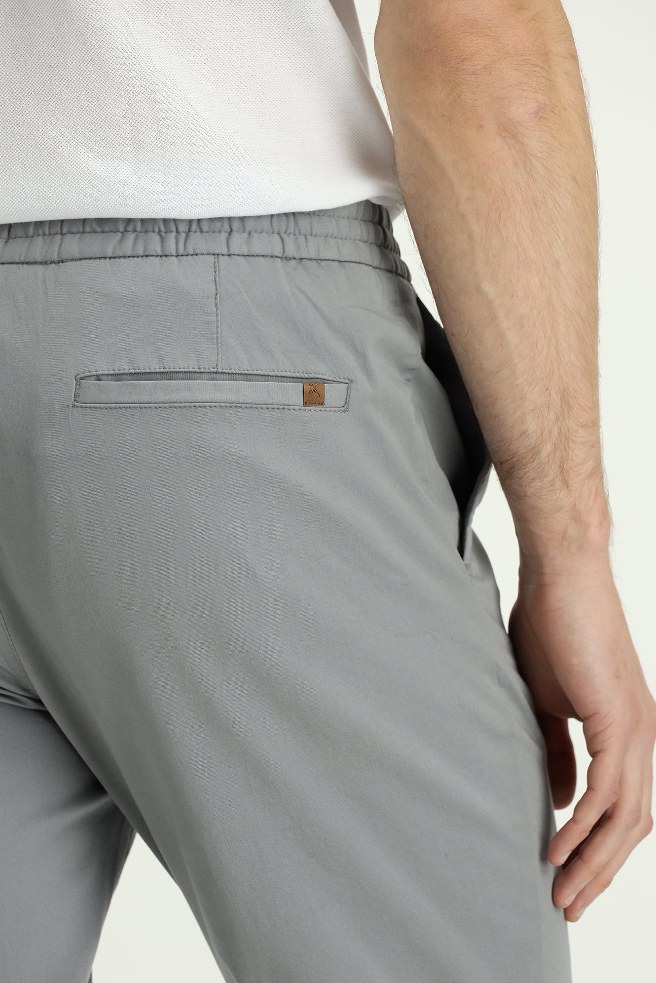 Orta Gri Slim Fit Dar Kesim Likralı Beli Lastikli İpli Jogger Pantolon - Image 6