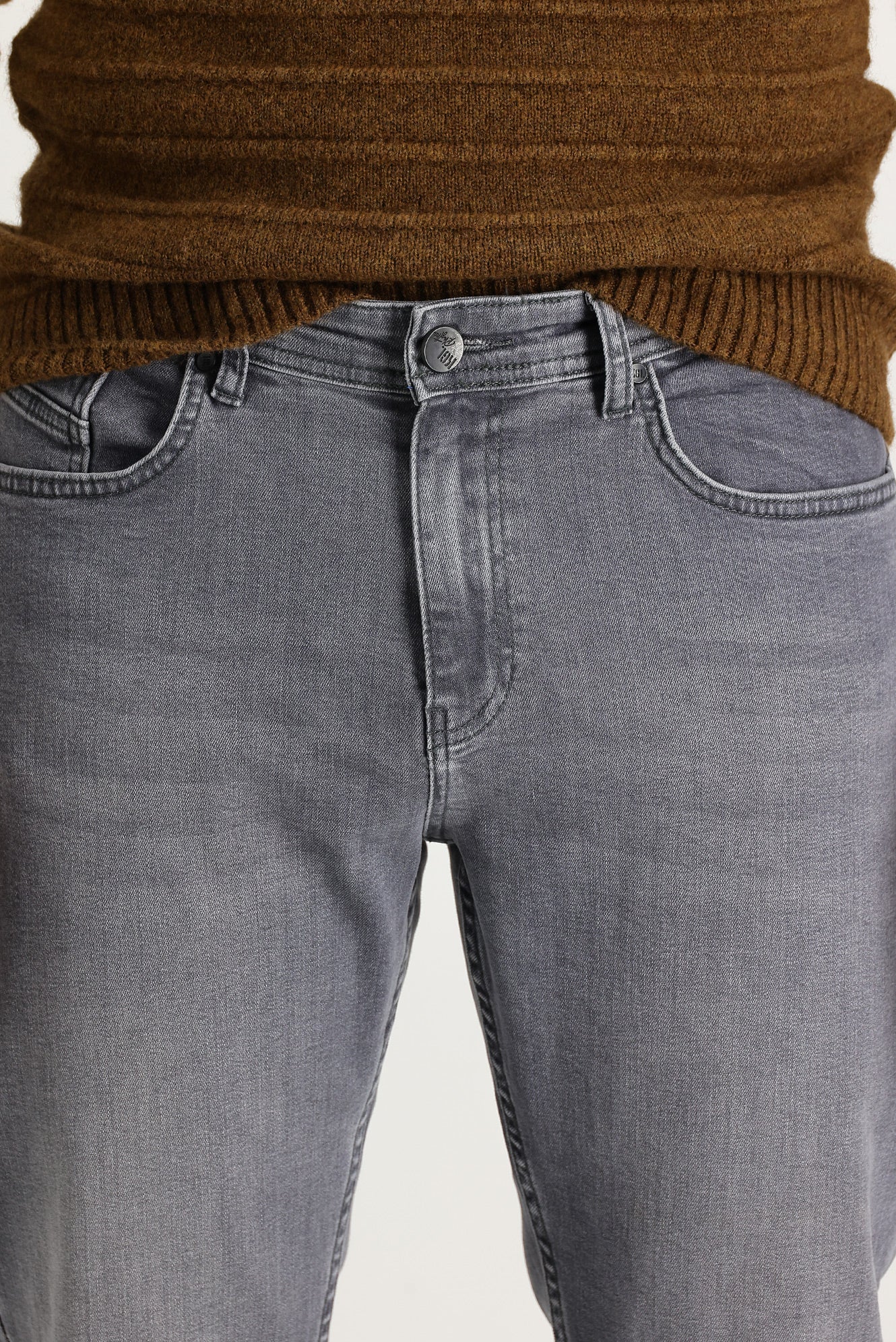 Orta Gri Slim Fit Dar Kesim Likralı Denim Pantolon - Image 4