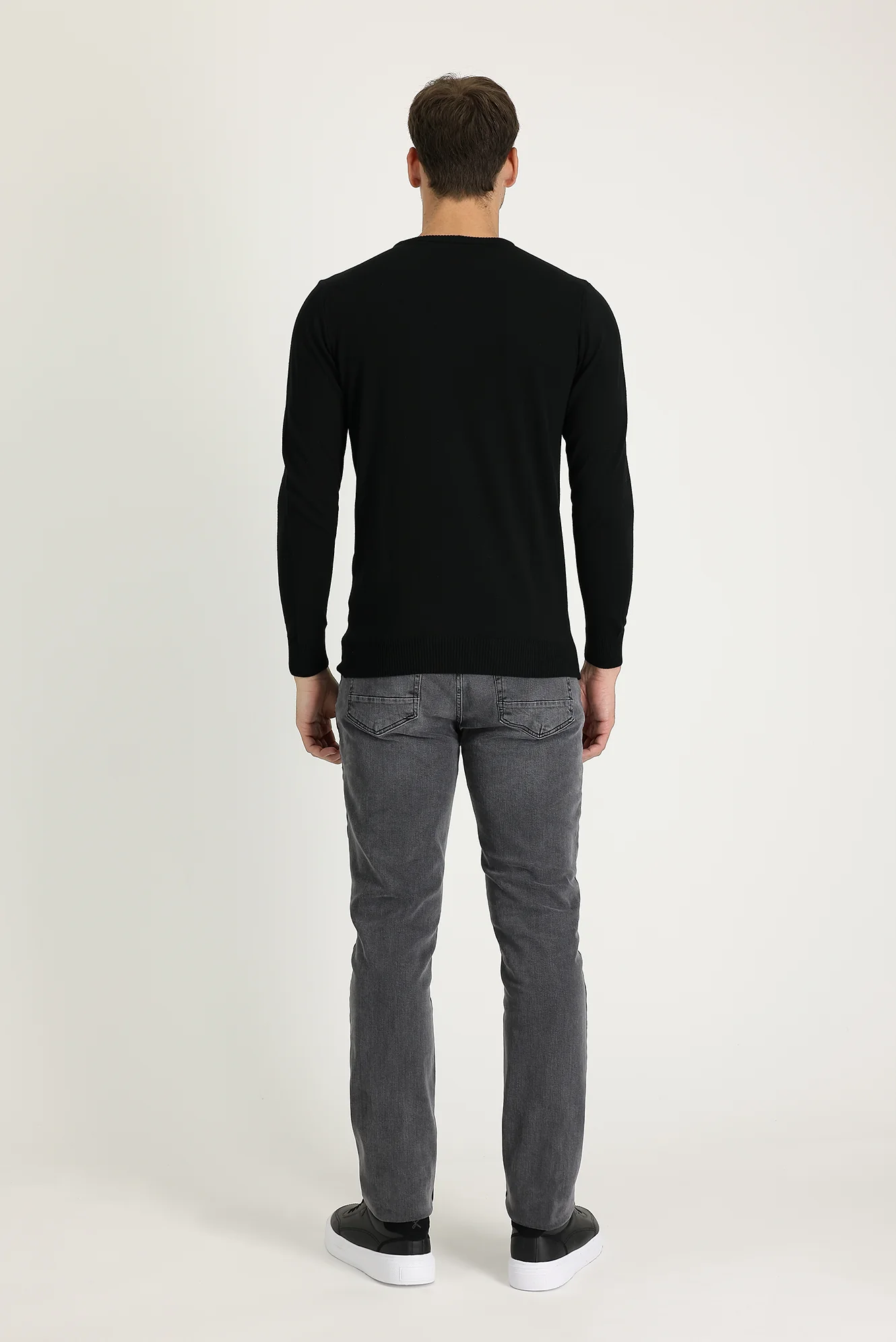 Orta Gri Slim Fit Dar Kesim Likralı Denim Pantolon - Image 3