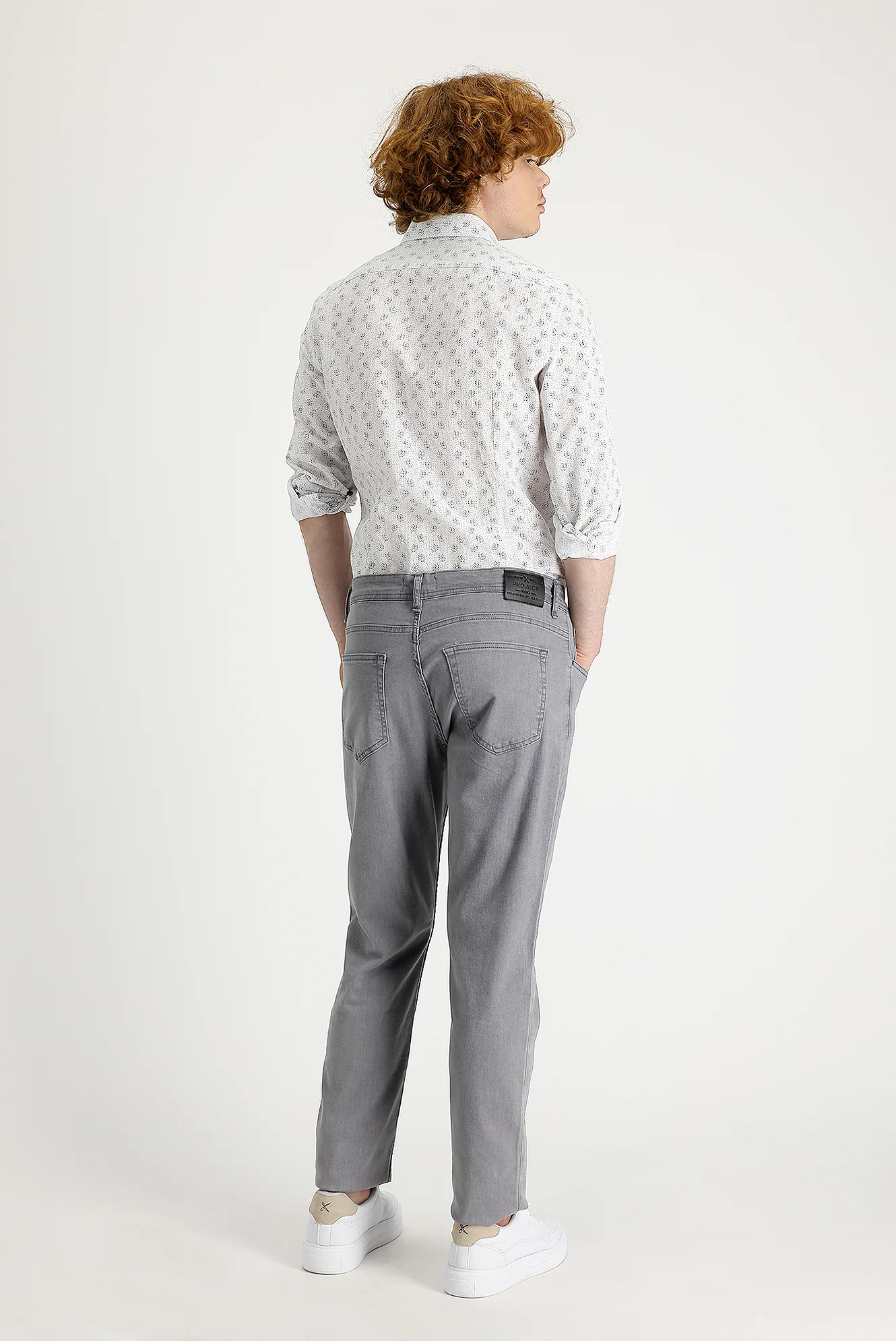 Orta Gri Slim Fit Dar Kesim Likralı Denim Pantolon - Image 3