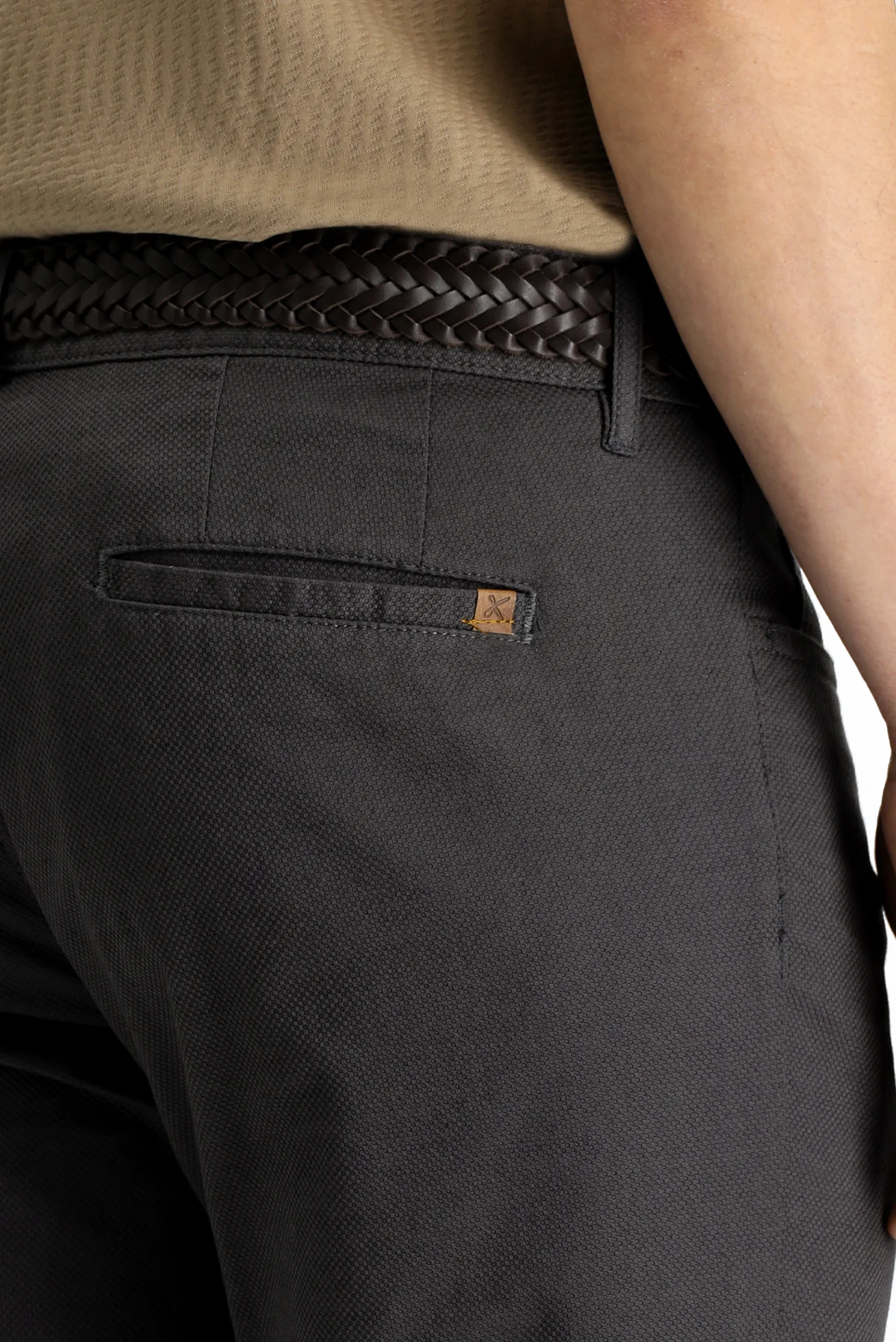 Orta Gri Slim Fit Dar Kesim Likralı Desenli Kanvas / Chino Pantolon - Image 6