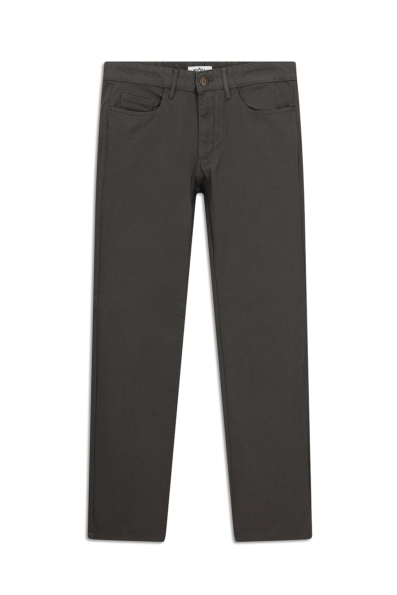 Orta Gri Slim Fit Dar Kesim Likralı Desenli Kanvas / Chino Pantolon - Image 7
