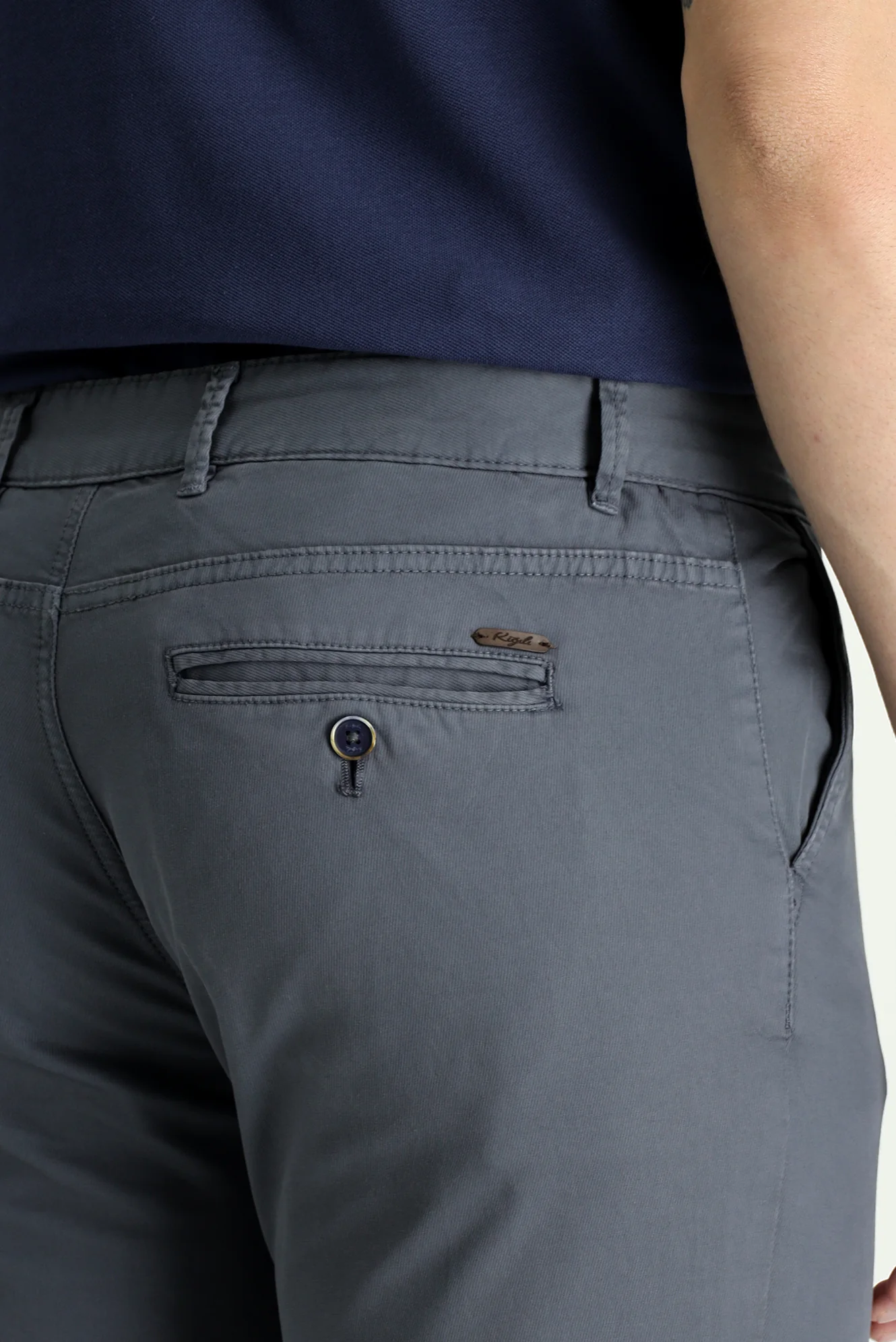 Orta Gri Slim Fit Dar Kesim Likralı Kanvas / Chino Pantolon - Image 4
