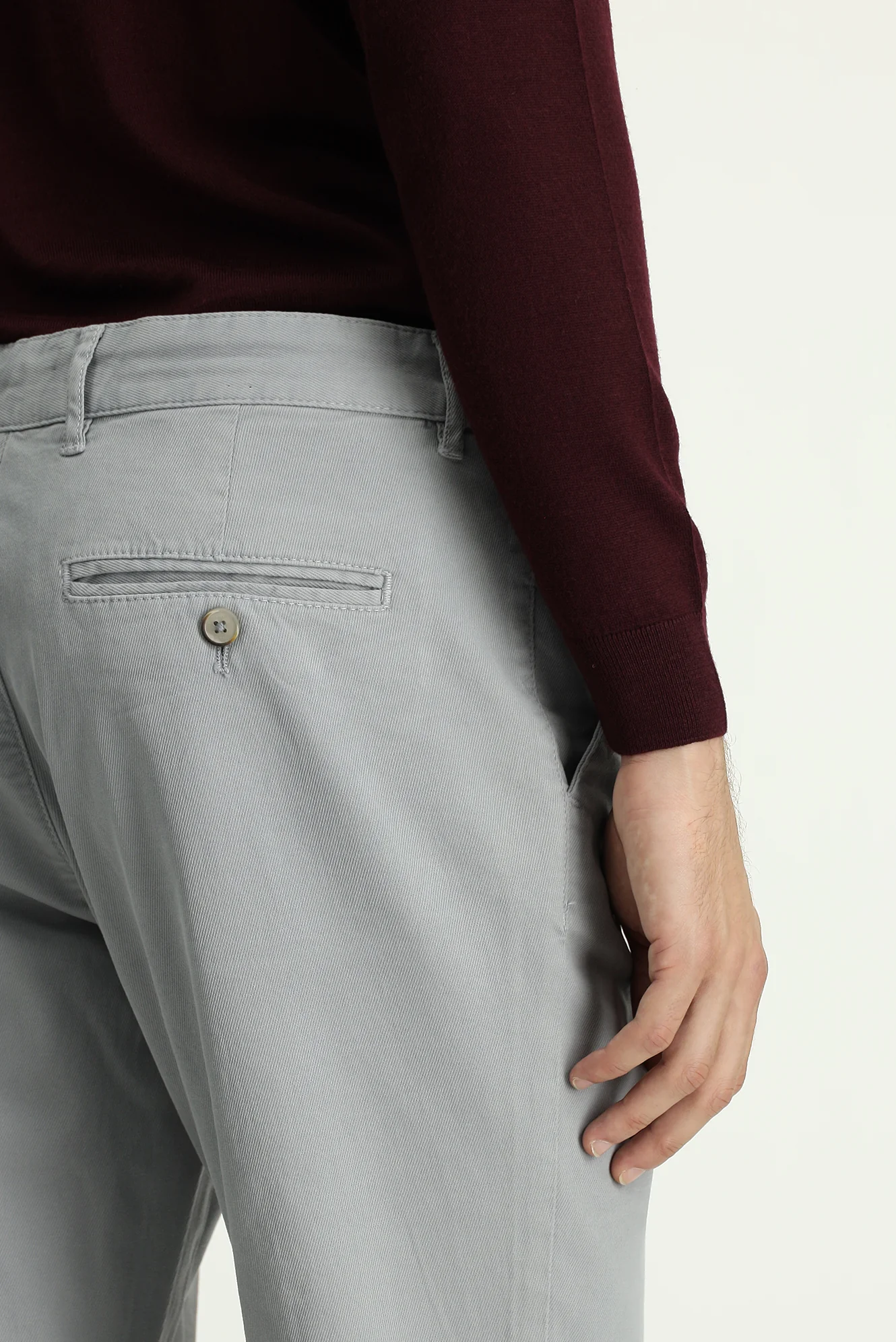 Orta Gri Slim Fit Dar Kesim Likralı Kanvas / Chino Pantolon - Image 6