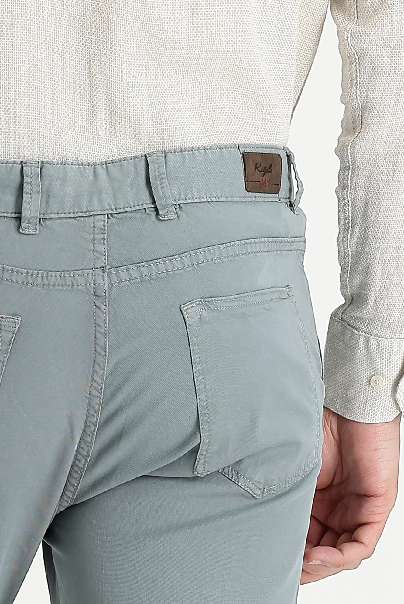 Orta Gri Slim Fit Dar Kesim Likralı Kanvas / Chino Pantolon - Image 3