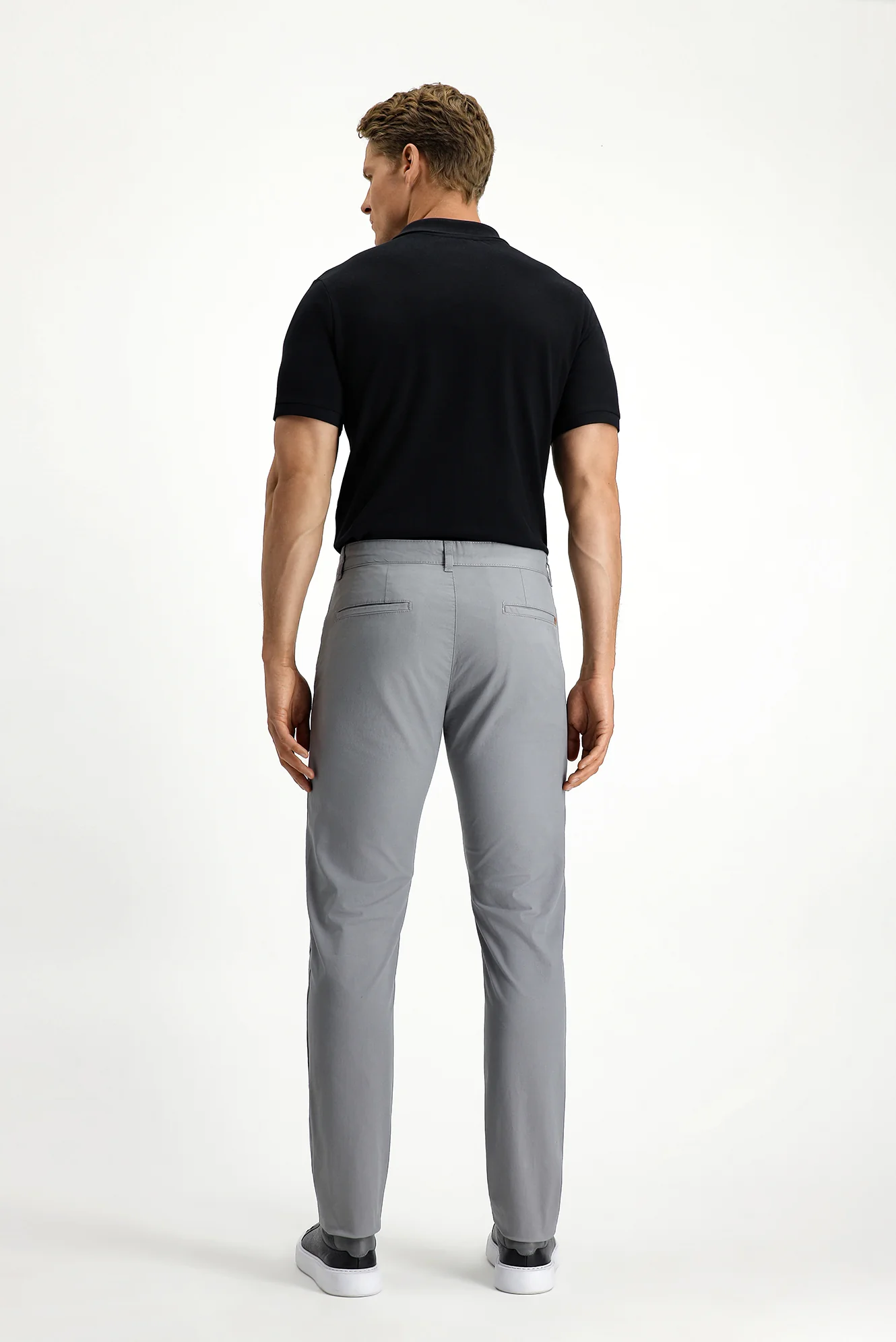 Orta Gri Slim Fit Dar Kesim Likralı Kanvas / Chino Pantolon - Image 3