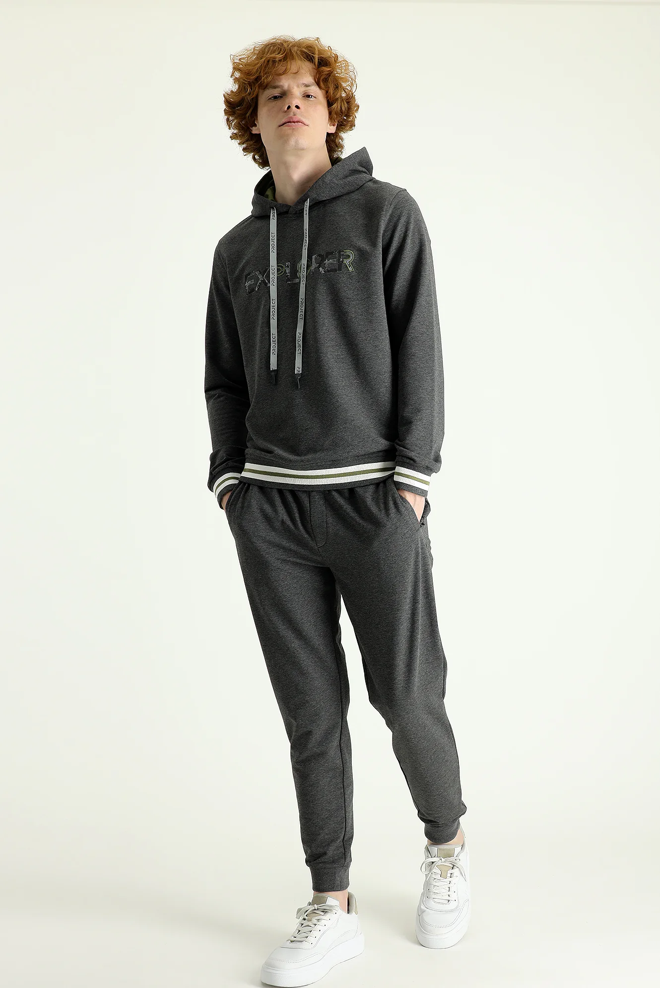 Orta Gri Slim Fit Dar Kesim Pamuklu Sweatpant / Eşofman Altı - Image 2