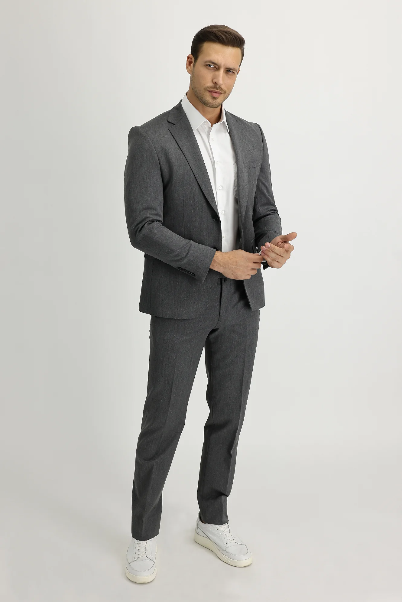 Orta Gri 7 Drop Slim Fit Dar Kesim Takım Elbise - Image 2