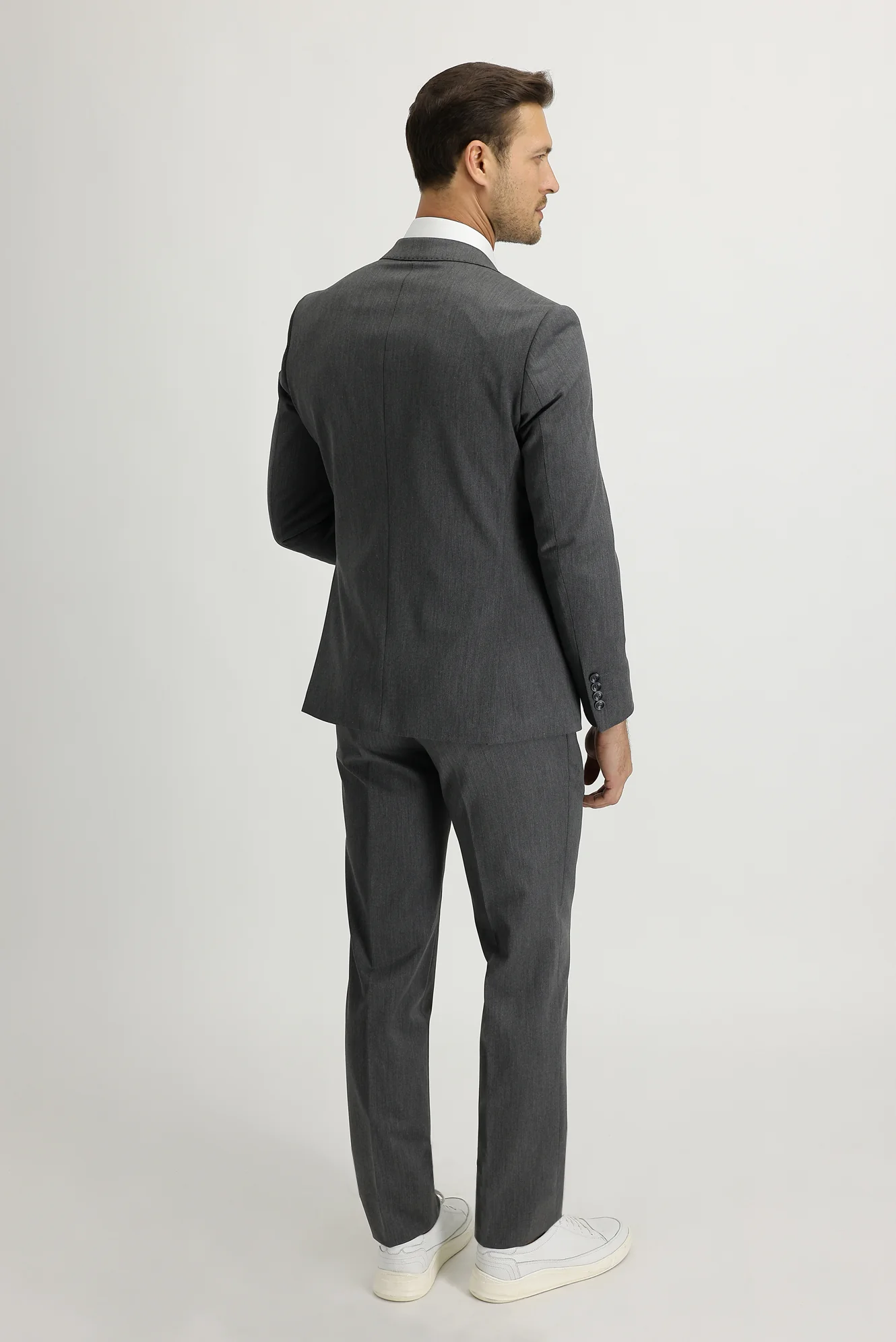 Orta Gri 7 Drop Slim Fit Dar Kesim Takım Elbise - Image 4