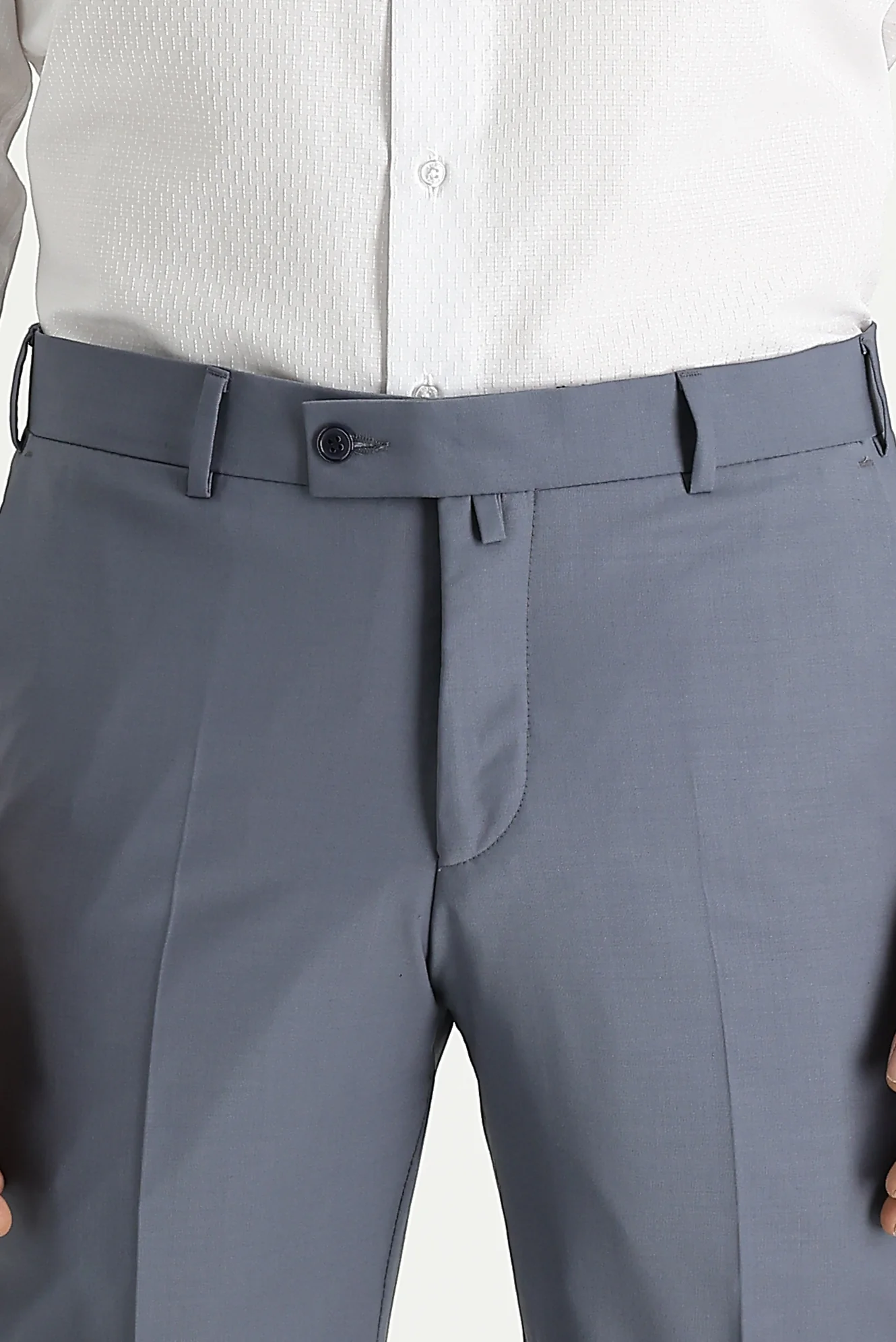 Orta Gri 7 Drop Slim Fit Dar Kesim Yünlü Klasik Kumaş Pantolon - Image 3