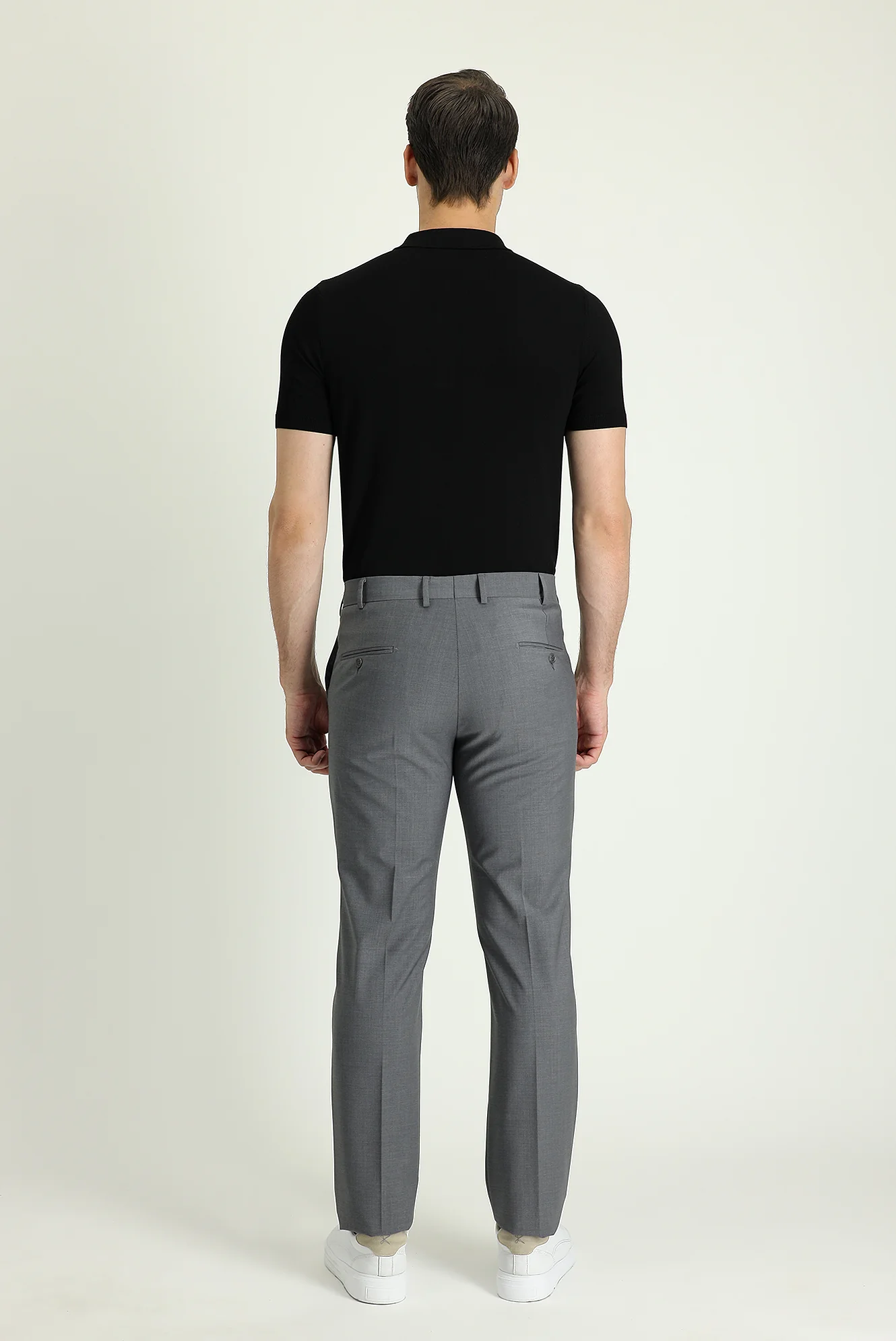 Orta Gri 7 Drop Slim Fit Dar Kesim Yünlü Klasik Kumaş Pantolon - Image 3