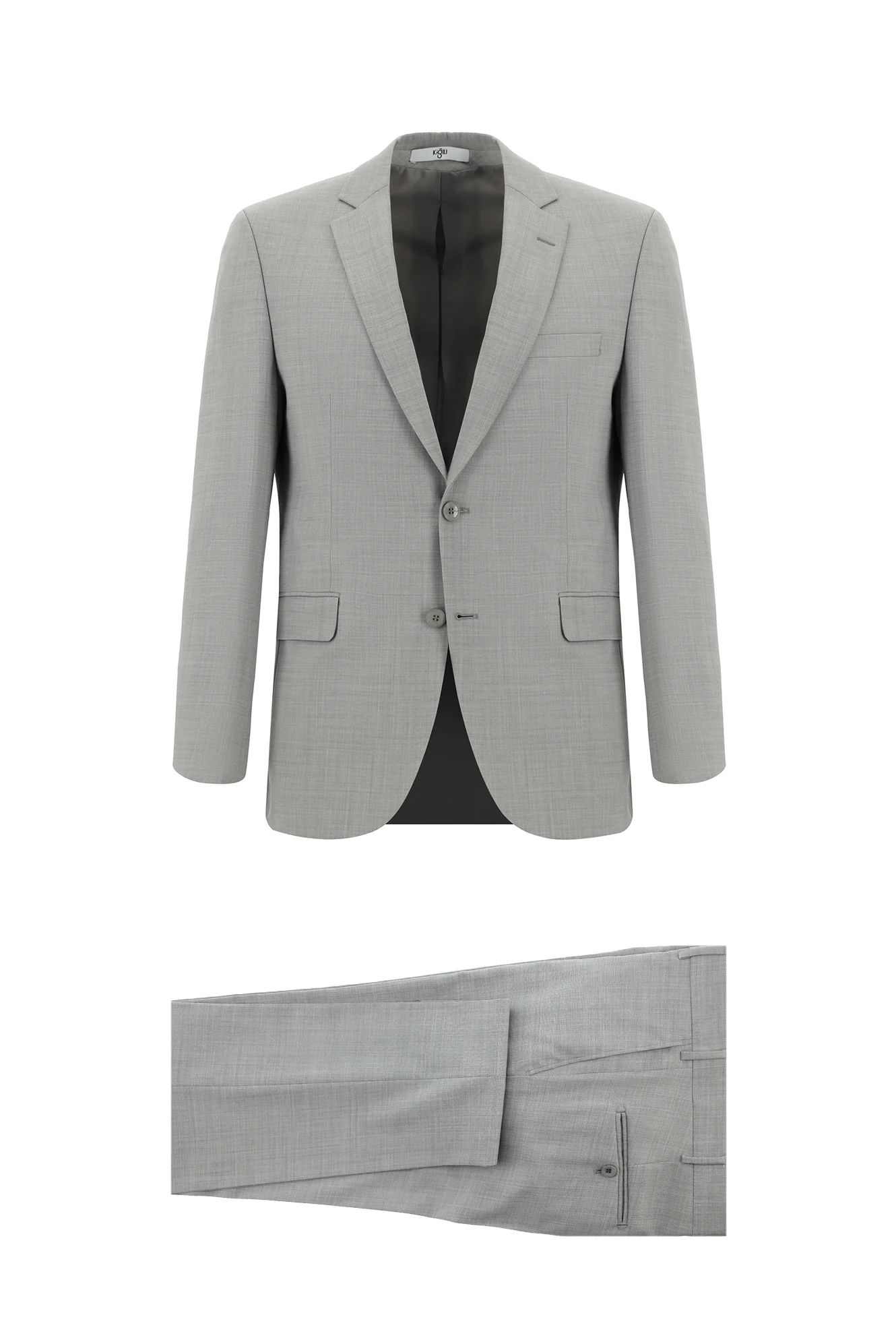 Orta Gri 7 Drop Slim Fit Dar Kesim Yünlü Takım Elbise